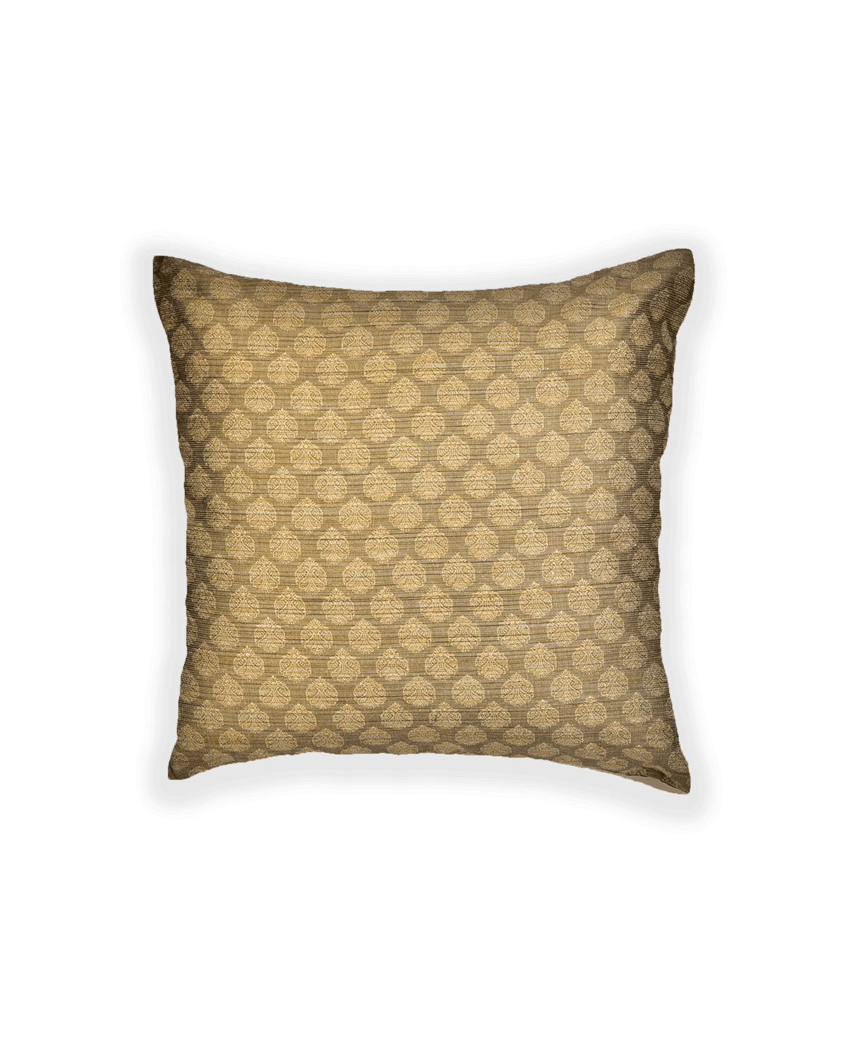 Gray Banarasi Tanchoi Poly Cotton Cushion Cover 16" - By HolyWeaves, Benares