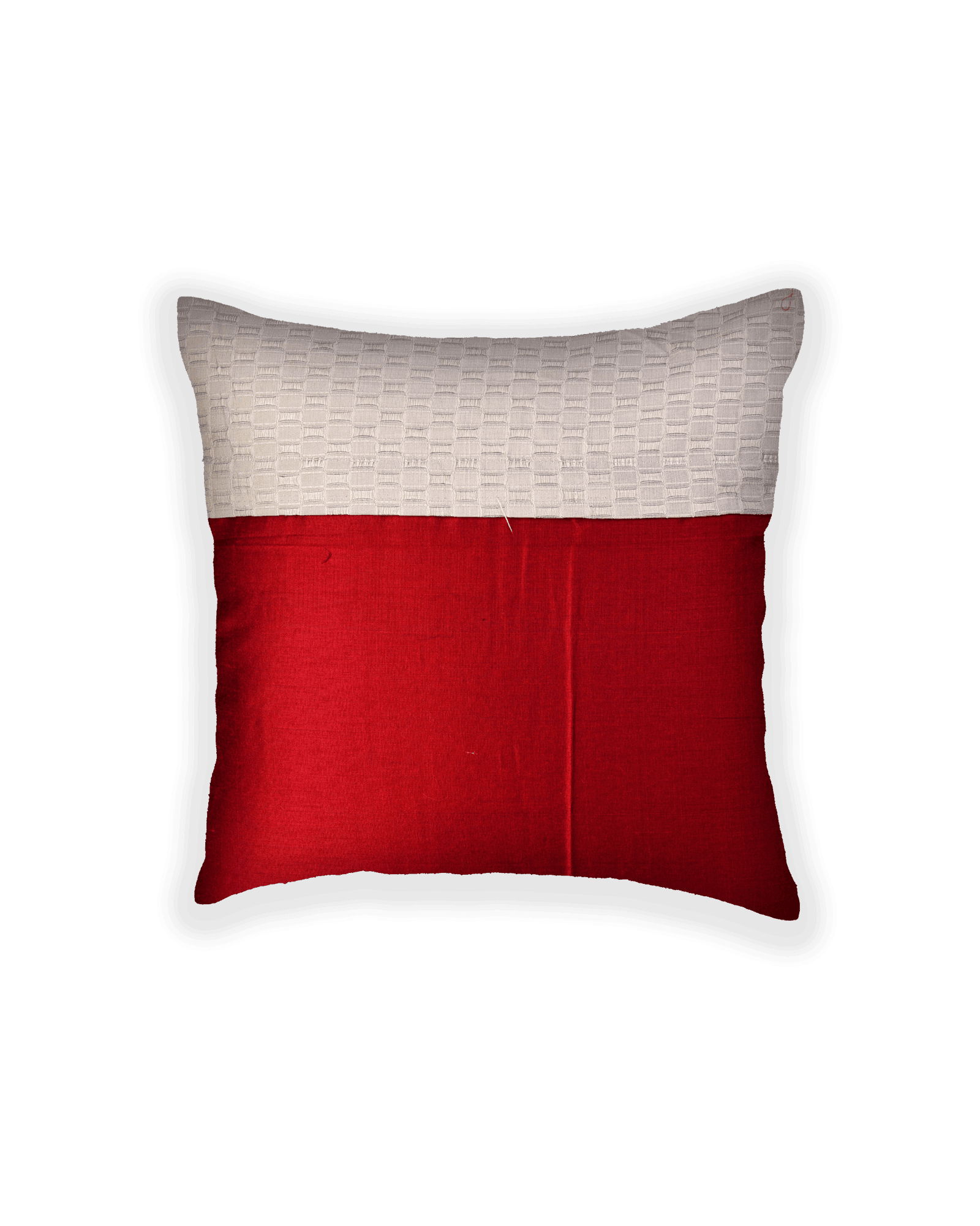 Gray Banarasi Tanchoi Poly Cotton Cushion Cover 16" - By HolyWeaves, Benares