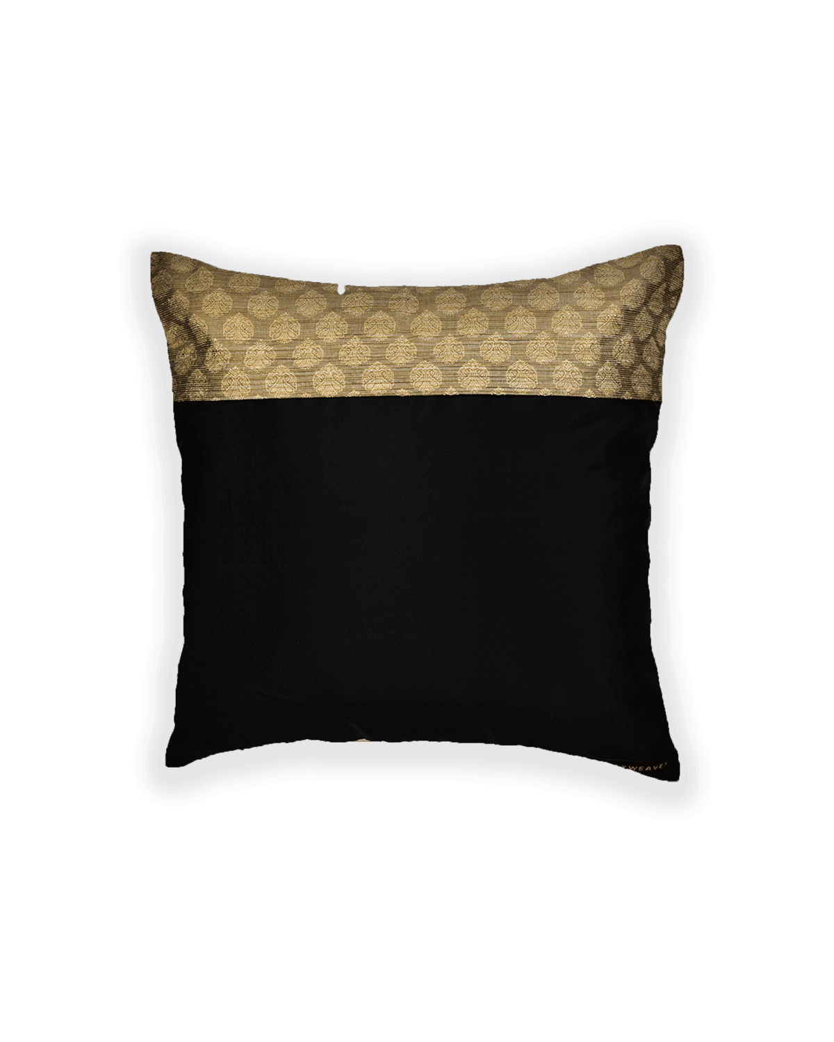 Gray Banarasi Tanchoi Poly Cotton Cushion Cover 16" - By HolyWeaves, Benares