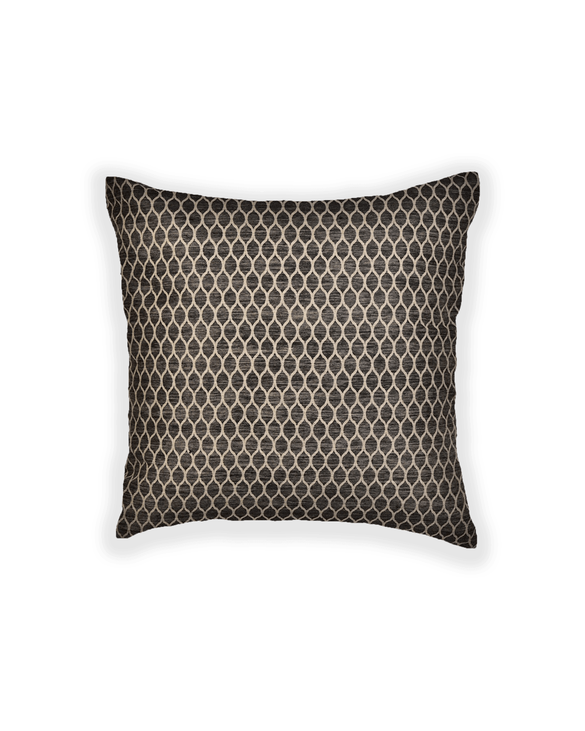 Gray Jacquard Handwoven Linen Silk Cushion Cover with Satin Back 16" - By HolyWeaves, Benares