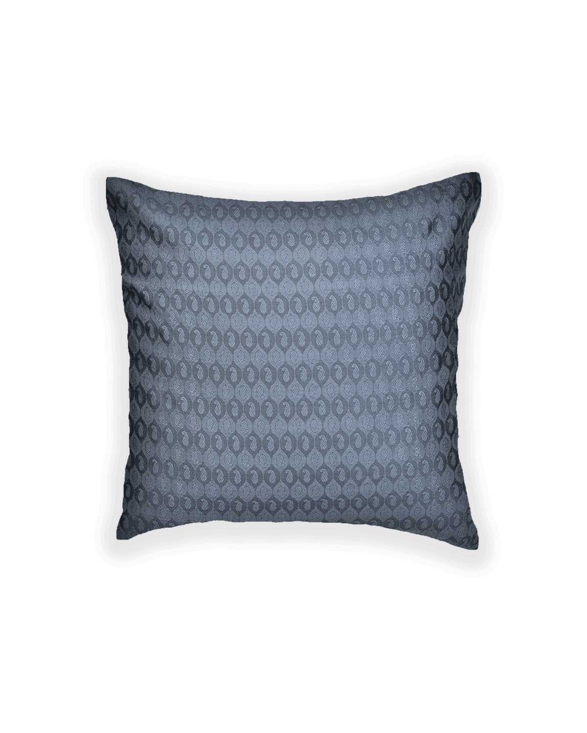 Gray Tanchoi Woven Poly Cotton Silk Cushion Cover 16" - By HolyWeaves, Benares