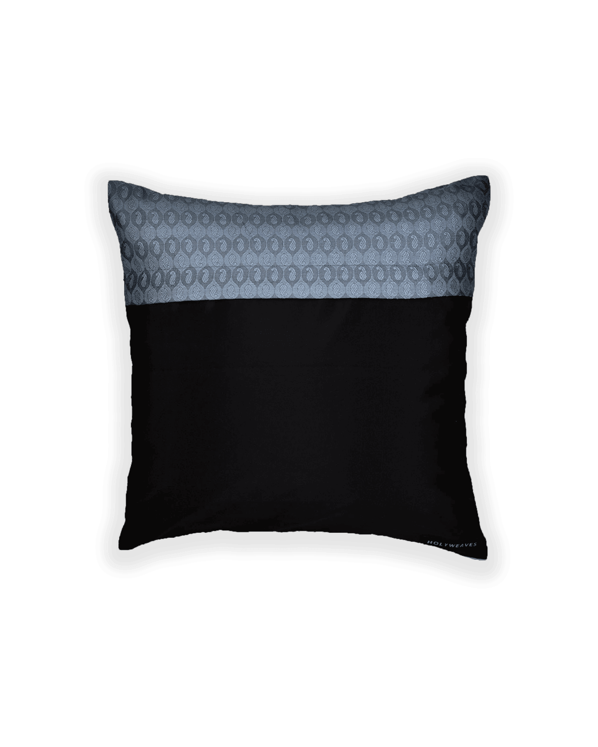 Gray Tanchoi Woven Poly Cotton Silk Cushion Cover 16" - By HolyWeaves, Benares