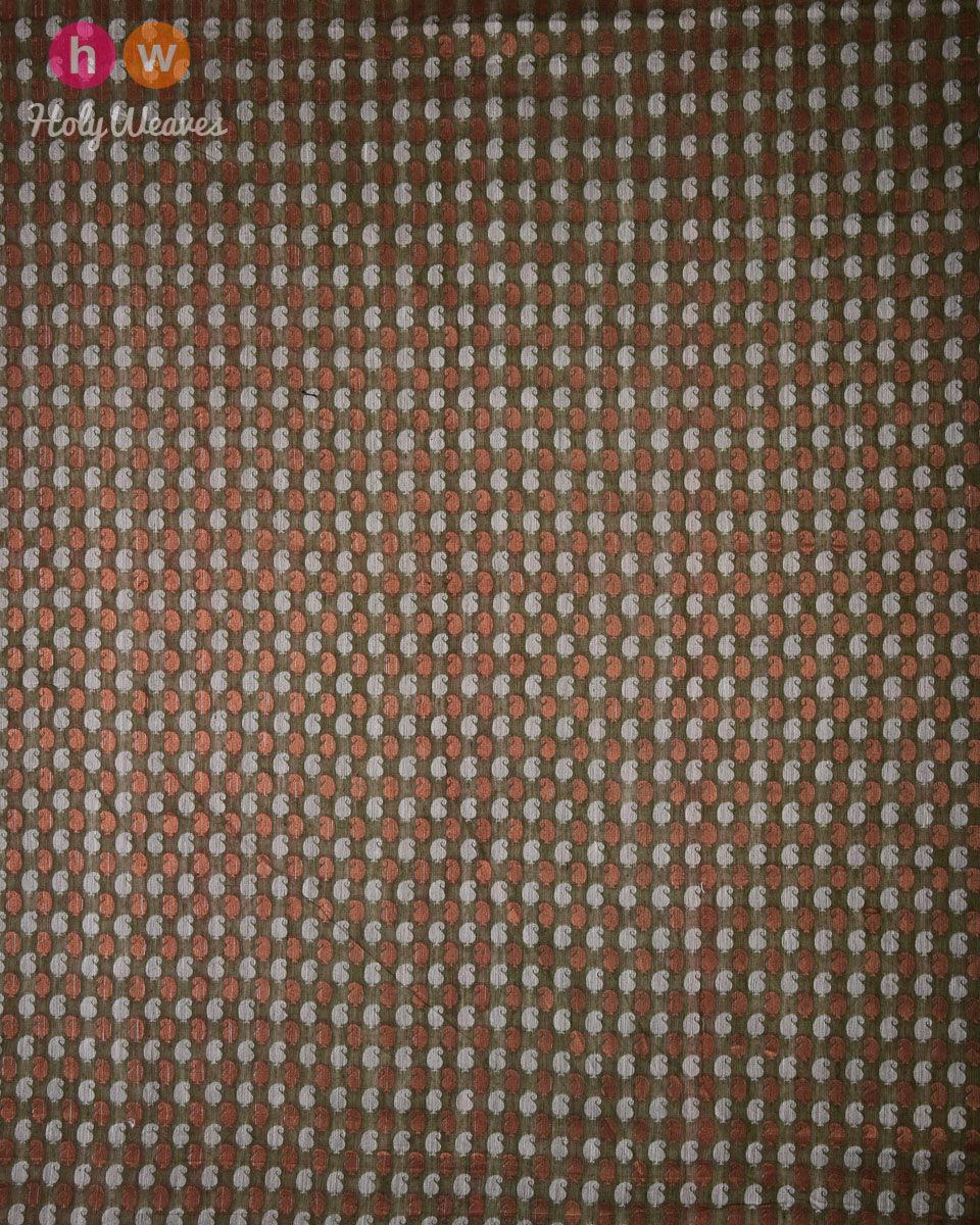 Green Cutwork Brocade Handwoven Cotton Silk Fabric - By HolyWeaves, Benares