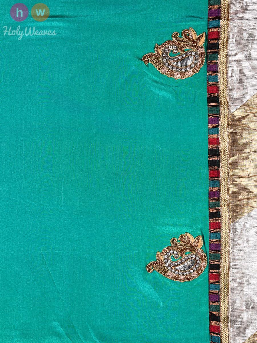 Green Georgette Bandhani Saree - By HolyWeaves, Benares