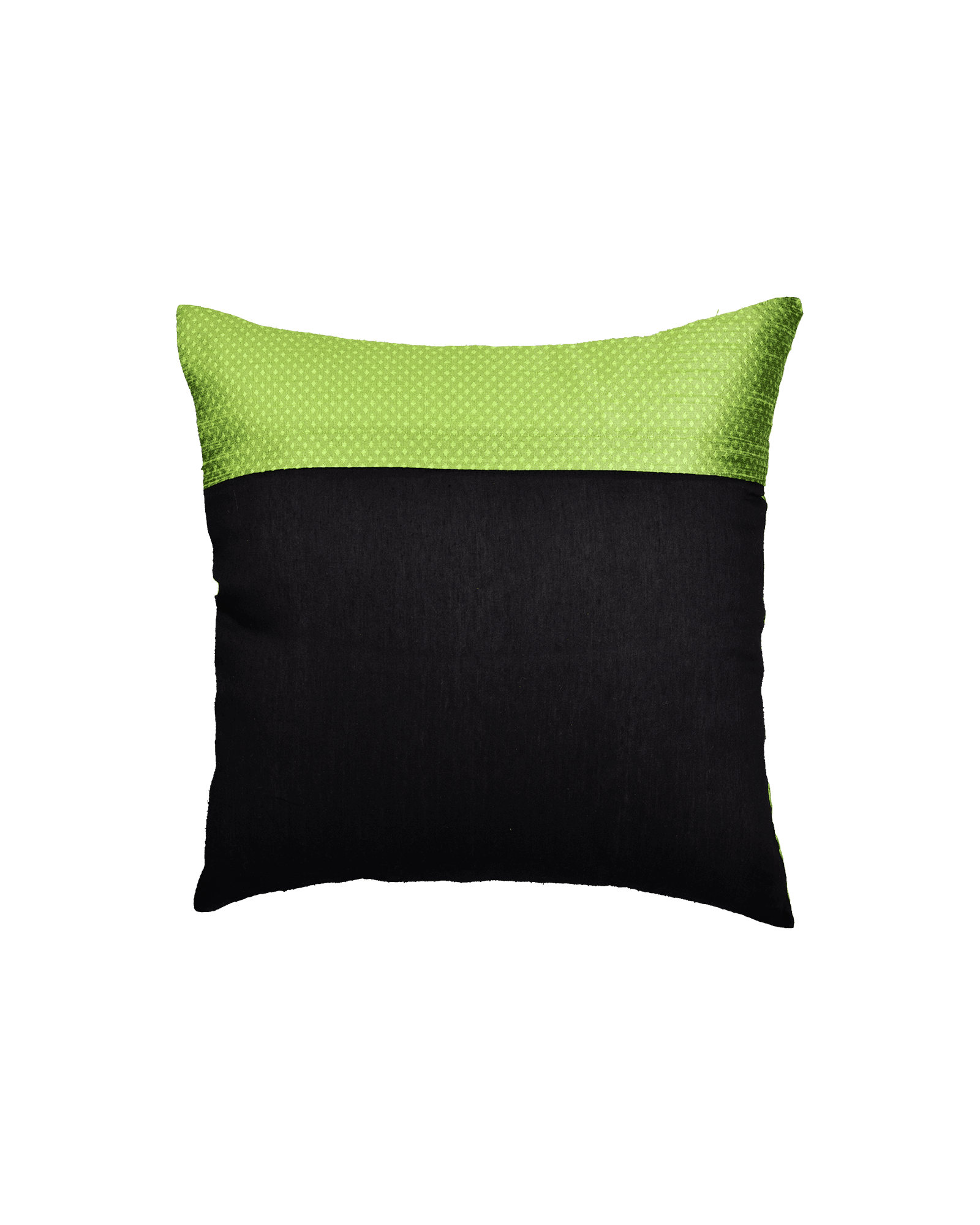 Lime Green Banarasi Jacquard Poly Dupion Cushion Cover 16" - By HolyWeaves, Benares