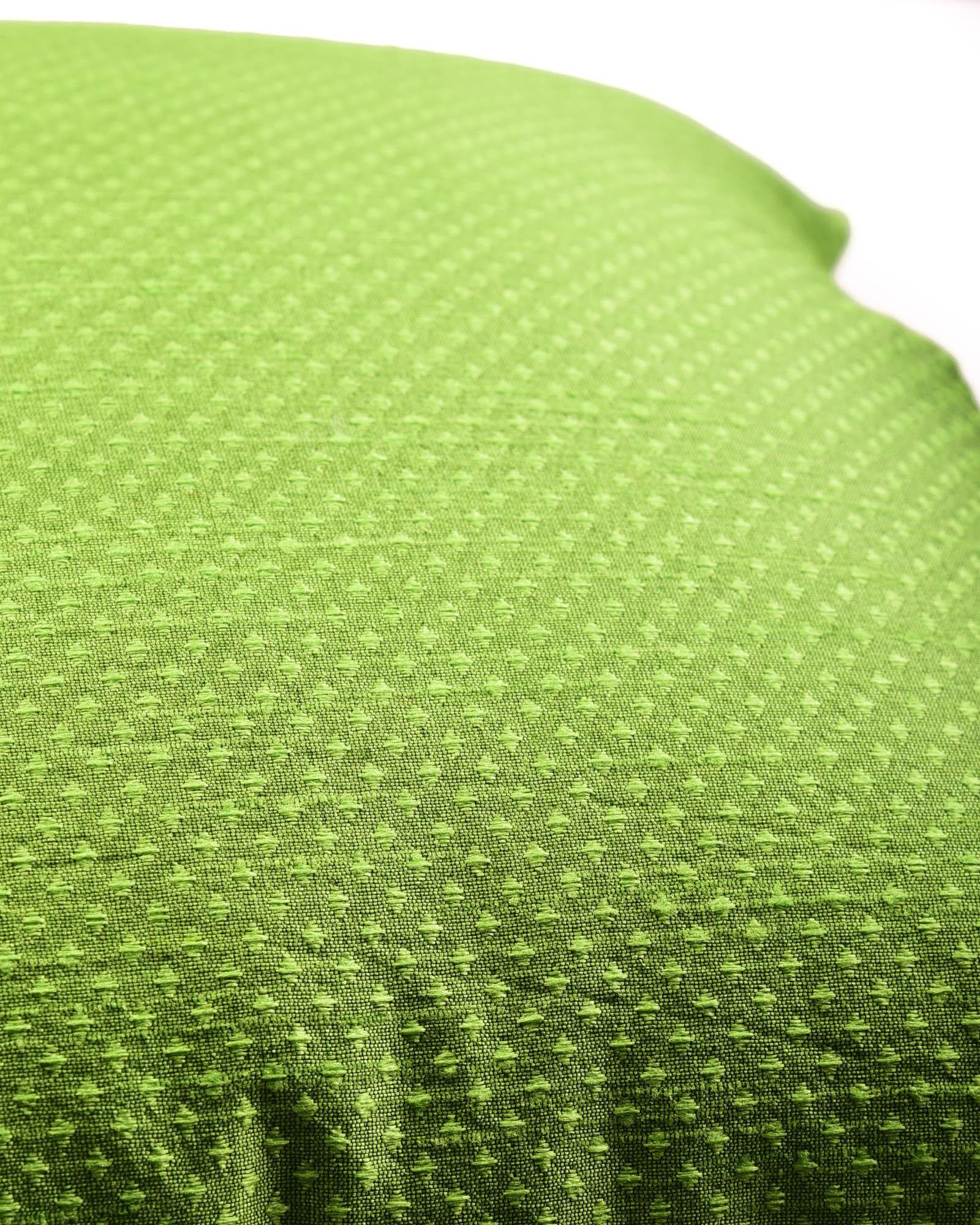 Lime Green Banarasi Jacquard Poly Dupion Cushion Cover 16" - By HolyWeaves, Benares