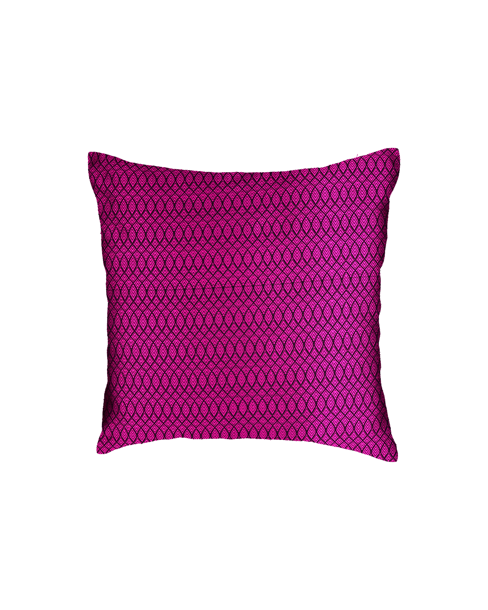 Magenta Geometric Illusion Poly Silk Cushion Cover 16" - By HolyWeaves, Benares