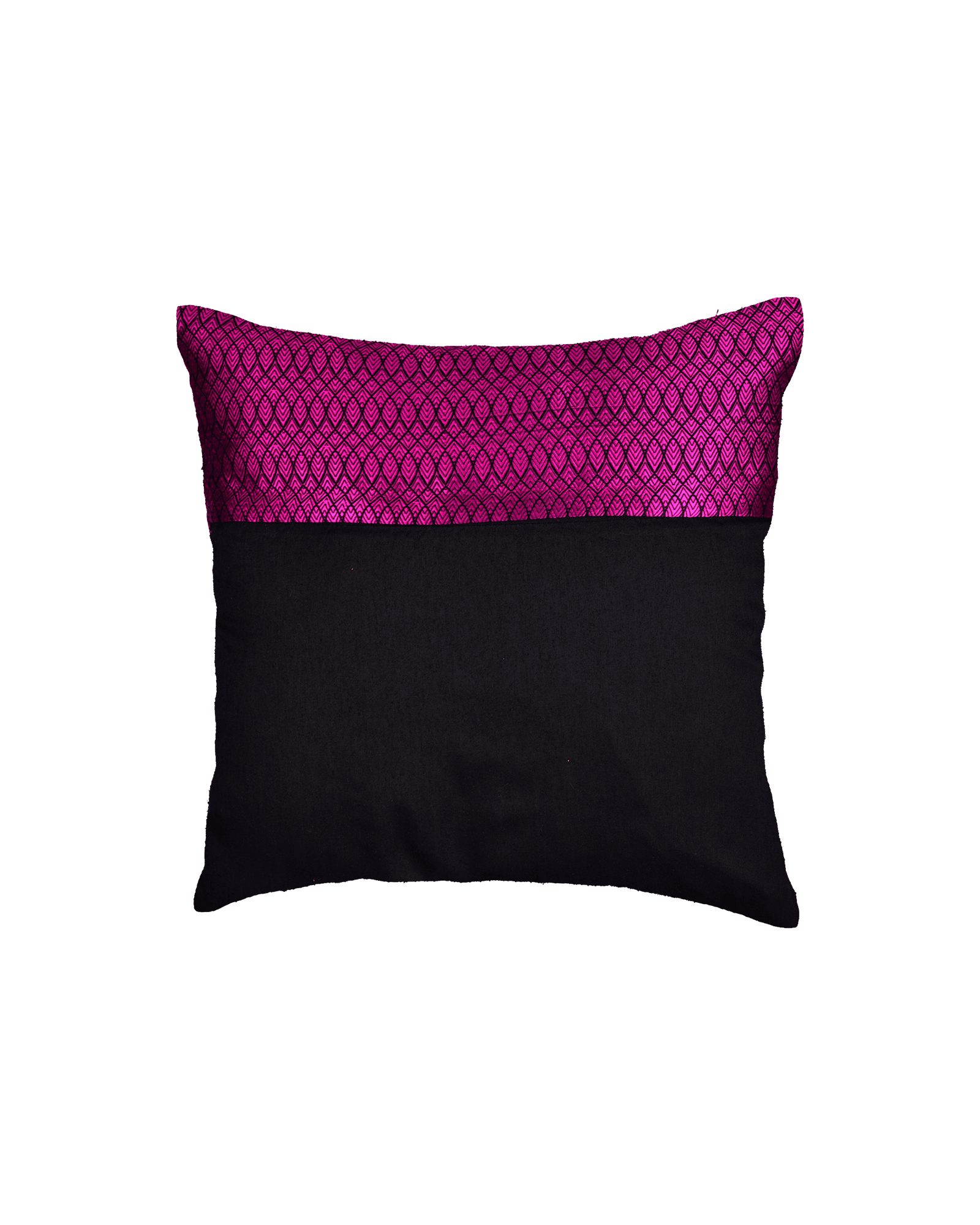 Magenta Geometric Illusion Poly Silk Cushion Cover 16" - By HolyWeaves, Benares