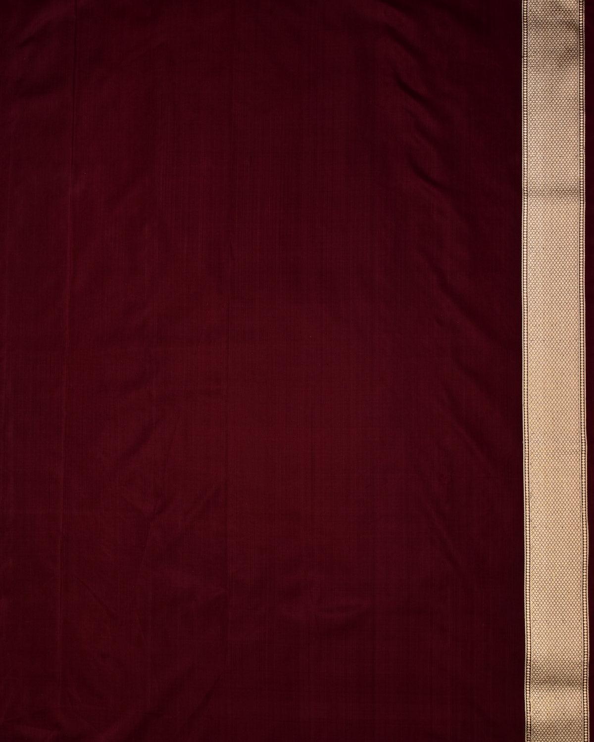 Mahogany Banarasi Lion Giraffe Zebra Elephant Shikargah Brocade Handwoven Katan Silk Saree - By HolyWeaves, Benares