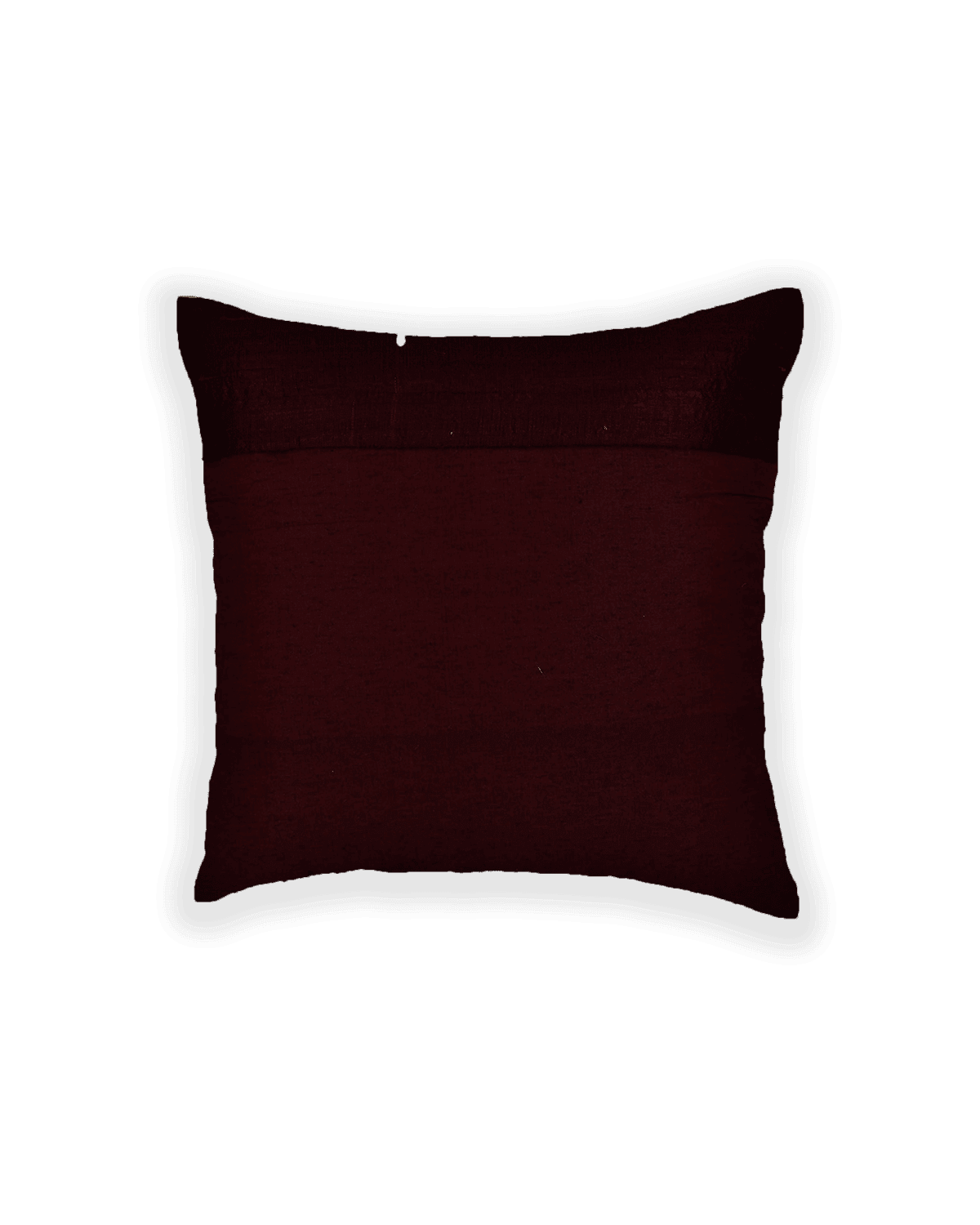 Mahogany Hand-embroidered Raw Silk Cushion Cover 16" - By HolyWeaves, Benares