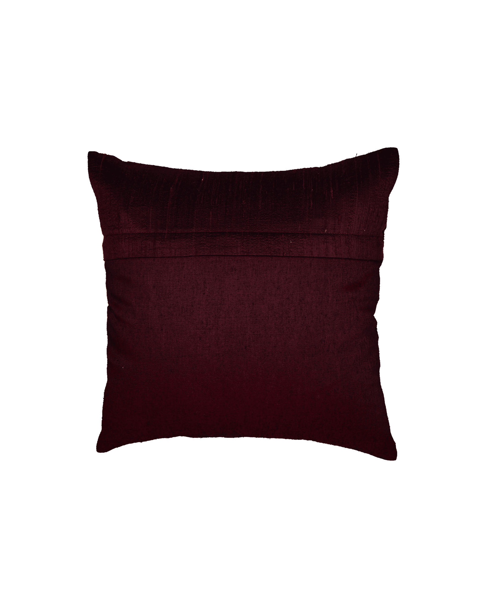 Mahogany Premium Hand-embroidered Raw Silk Centrepiece Cushion Cover 16" - By HolyWeaves, Benares