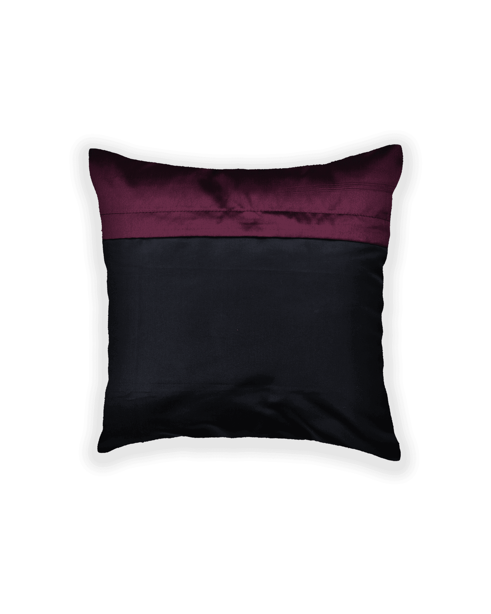 Mahogany Satin Hand-embroidered Poly Silk Cushion Cover 16" - By HolyWeaves, Benares