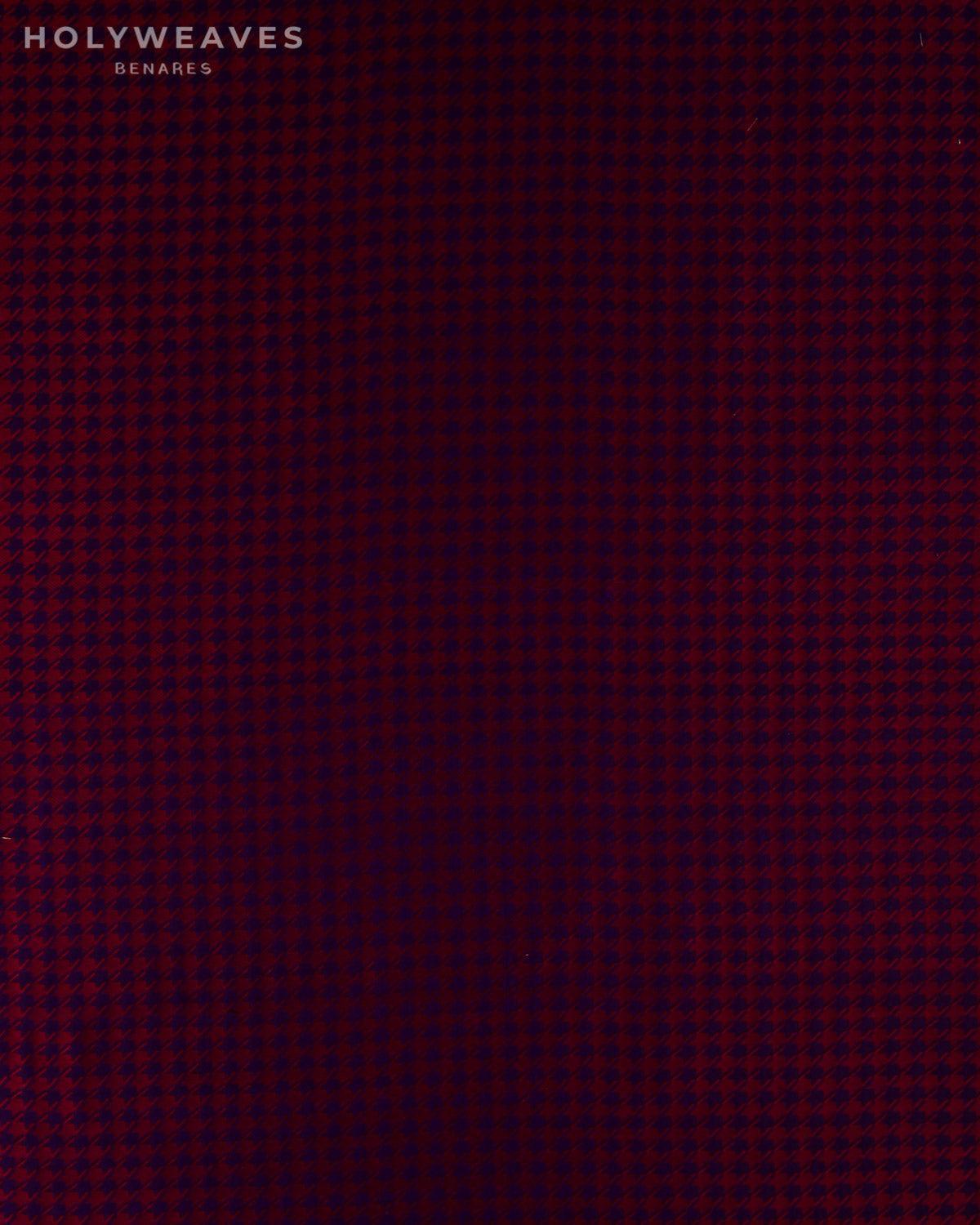 Maroon on Purple Banarasi Resham Houndstooth Brocade Handwoven Katan Silk Fabric - By HolyWeaves, Benares