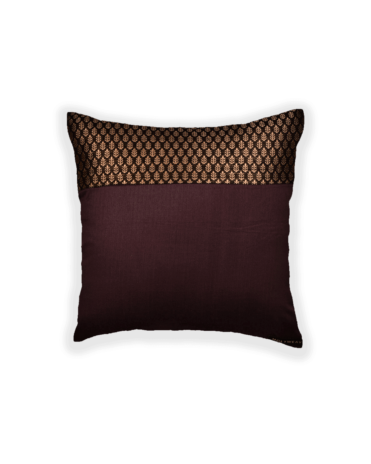 Metallic Black Brocade Handwoven Cotton Silk Cushion Cover 16" - By HolyWeaves, Benares