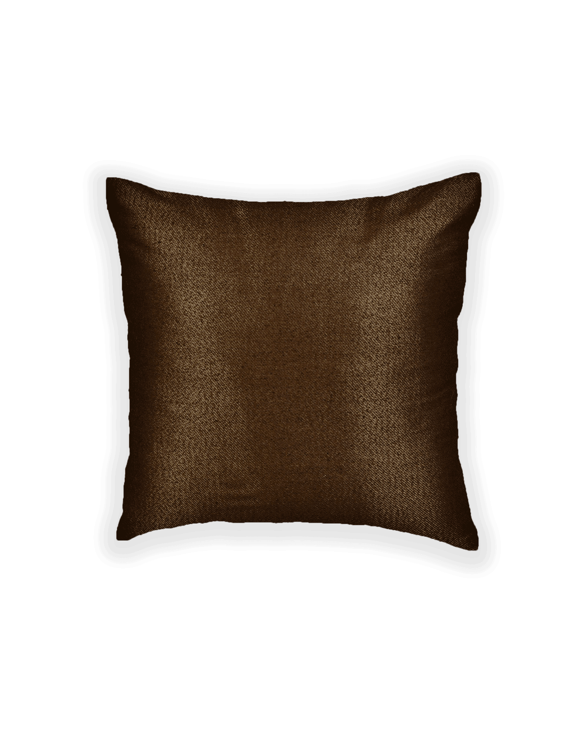 Metallic Brown Brocade Woven Noile Silk Cushion Cover with Satin Back 16" - By HolyWeaves, Benares