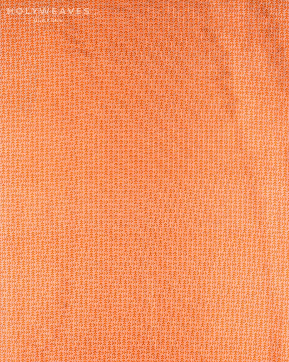 Metalllic Orange Banarasi Arrowhead Tanchoi Handwoven Katan Tissue Fabric - By HolyWeaves, Benares