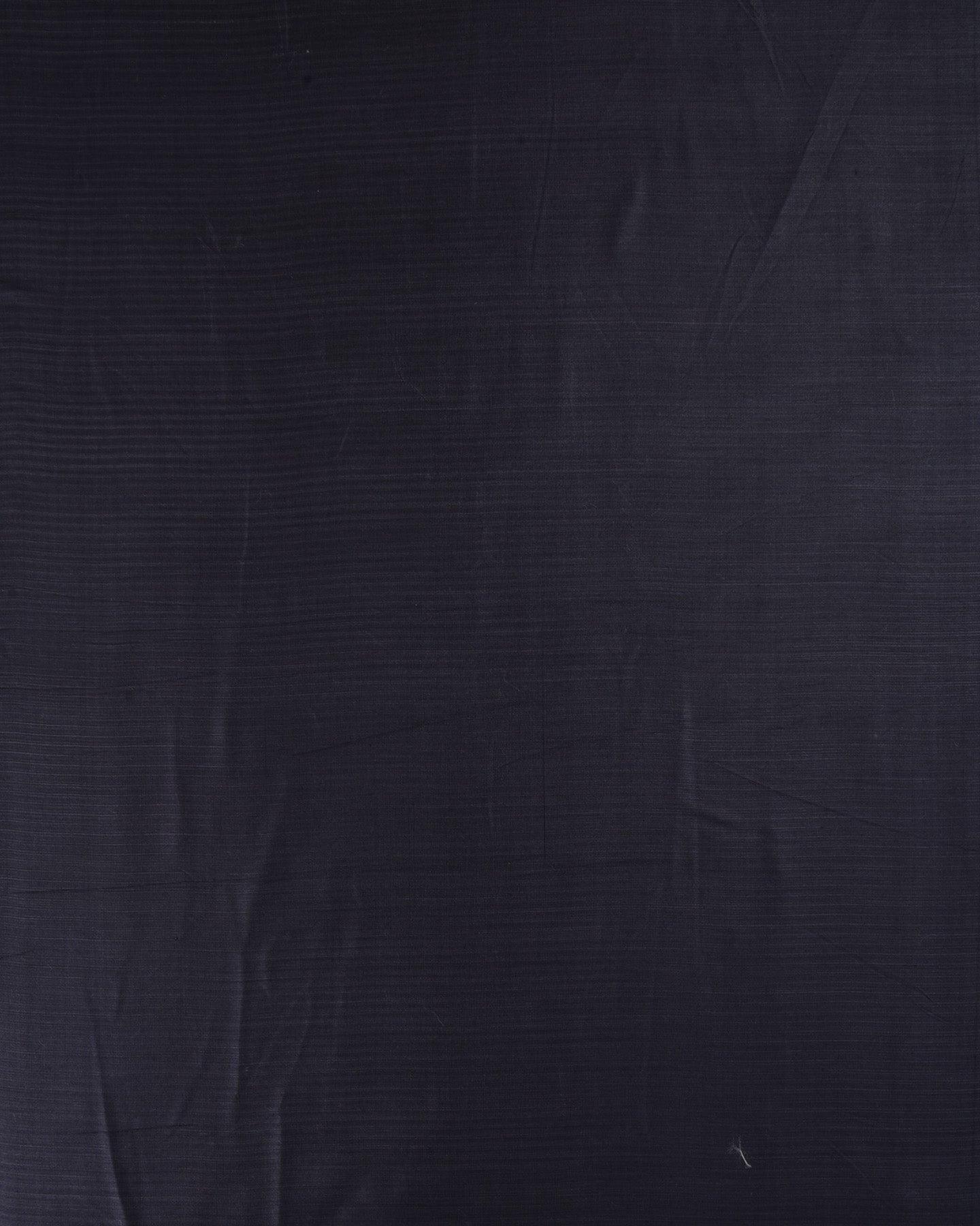 Midnight Gray Banarasi Plain Woven Spun Silk Fabric - By HolyWeaves, Benares