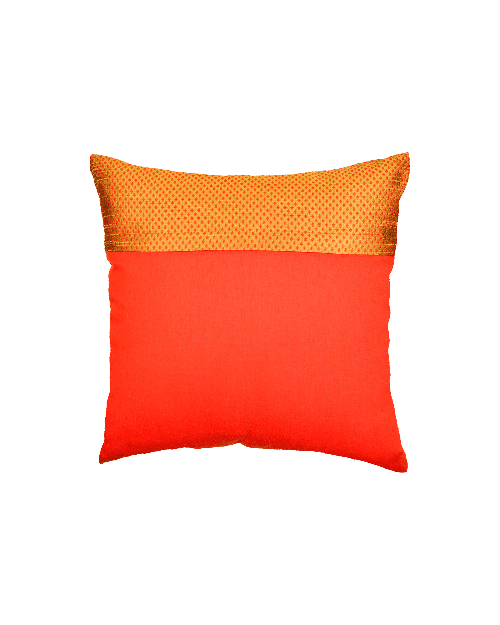 Mustard Yellow Banarasi Jacquard Poly Dupion Cushion Cover 16" - By HolyWeaves, Benares