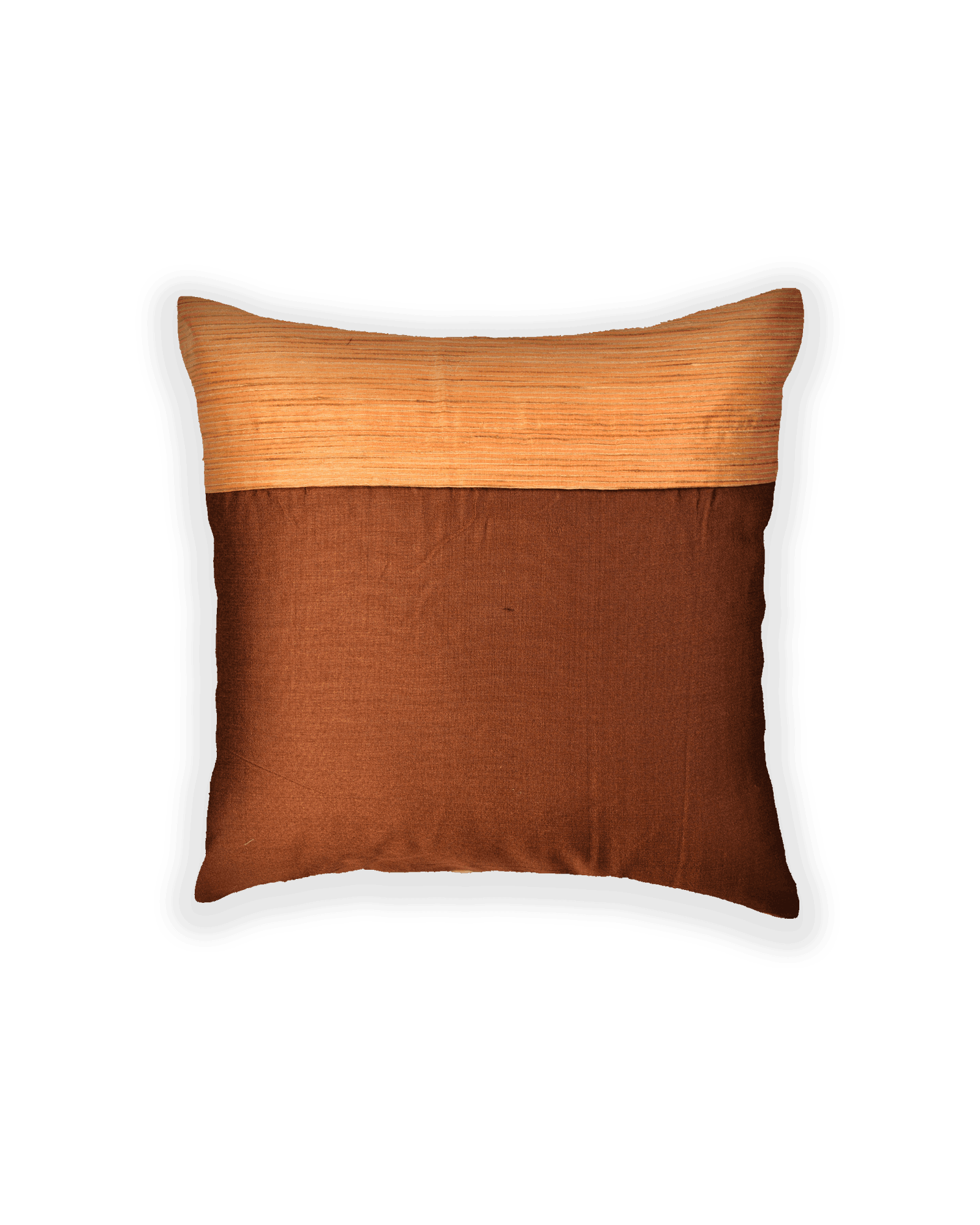 Mustard Yellow Khichha Stripes Poly Cotton Cushion Cover 16" - By HolyWeaves, Benares