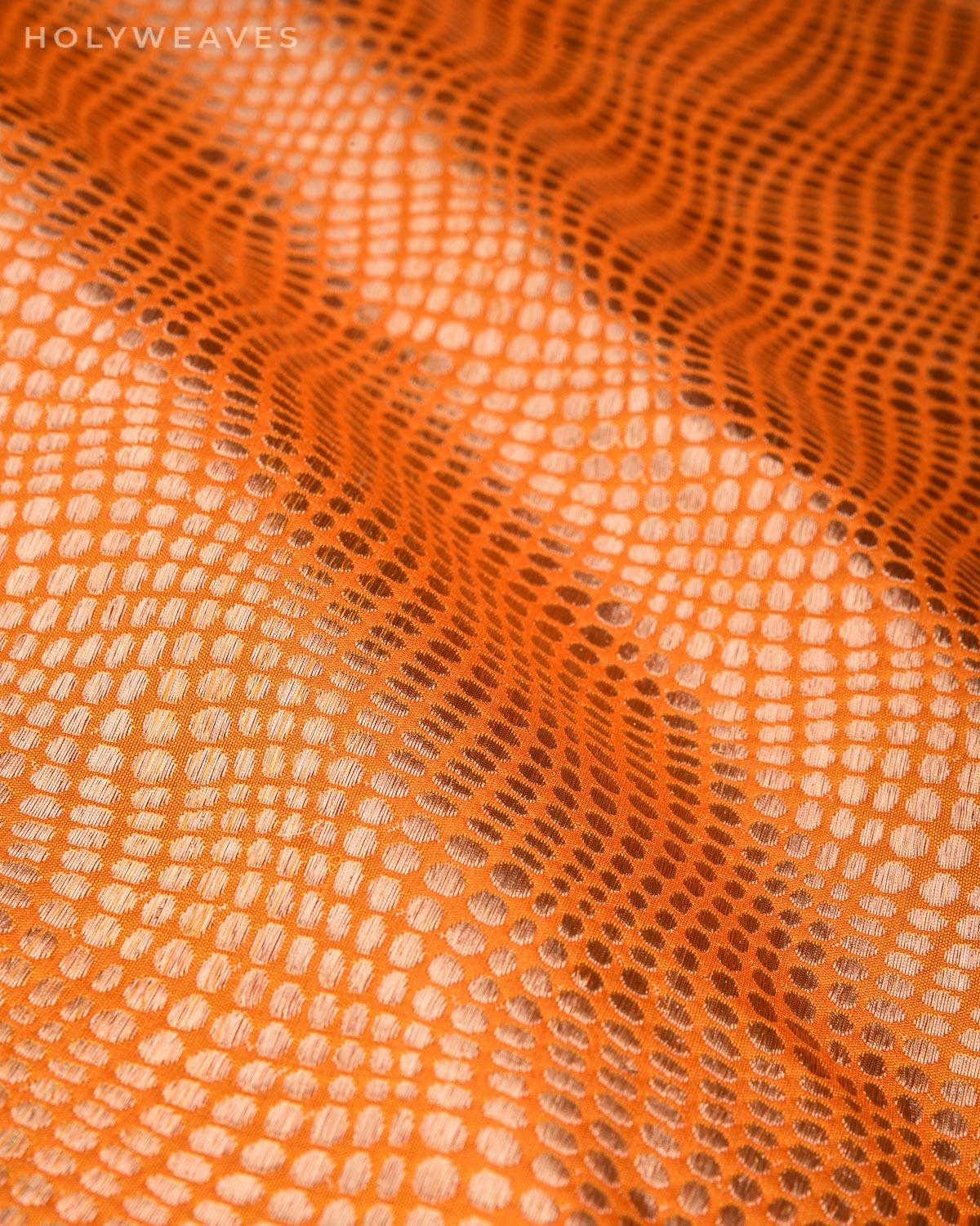 Mustard Yellow Python Metallic Zari Brocade Handwoven Pure Silk Pocket Square For Men - By HolyWeaves, Benares