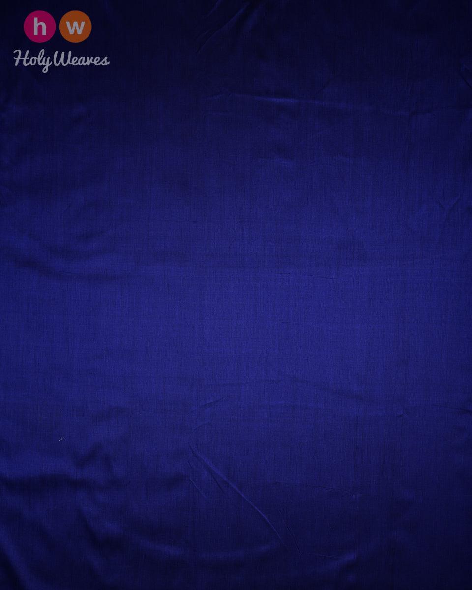 Navy Blue Banarasi Plain Woven Spun Silk Fabric - By HolyWeaves, Benares