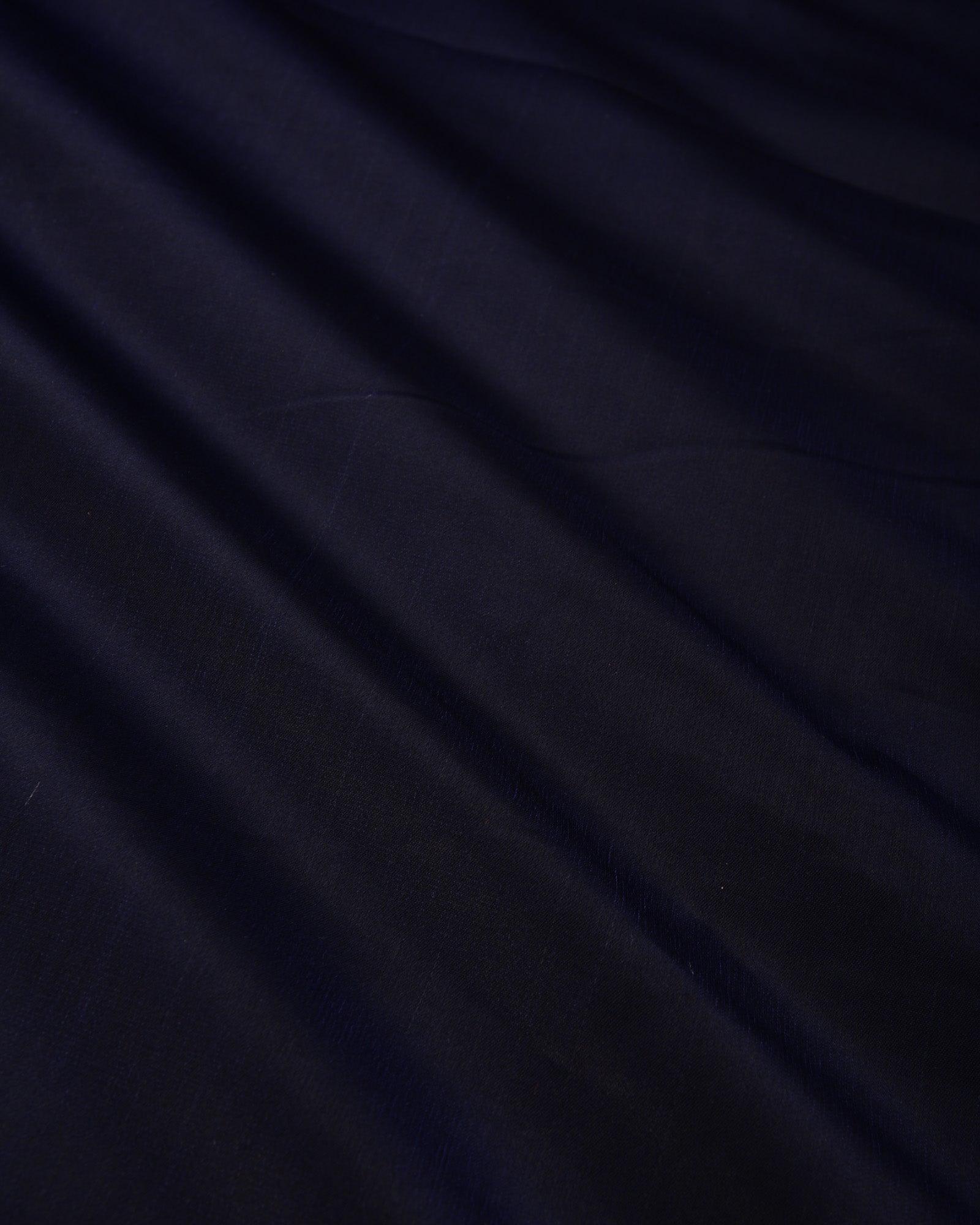 Navy Blue Plain Satin Viscose Silk Fabric - By HolyWeaves, Benares