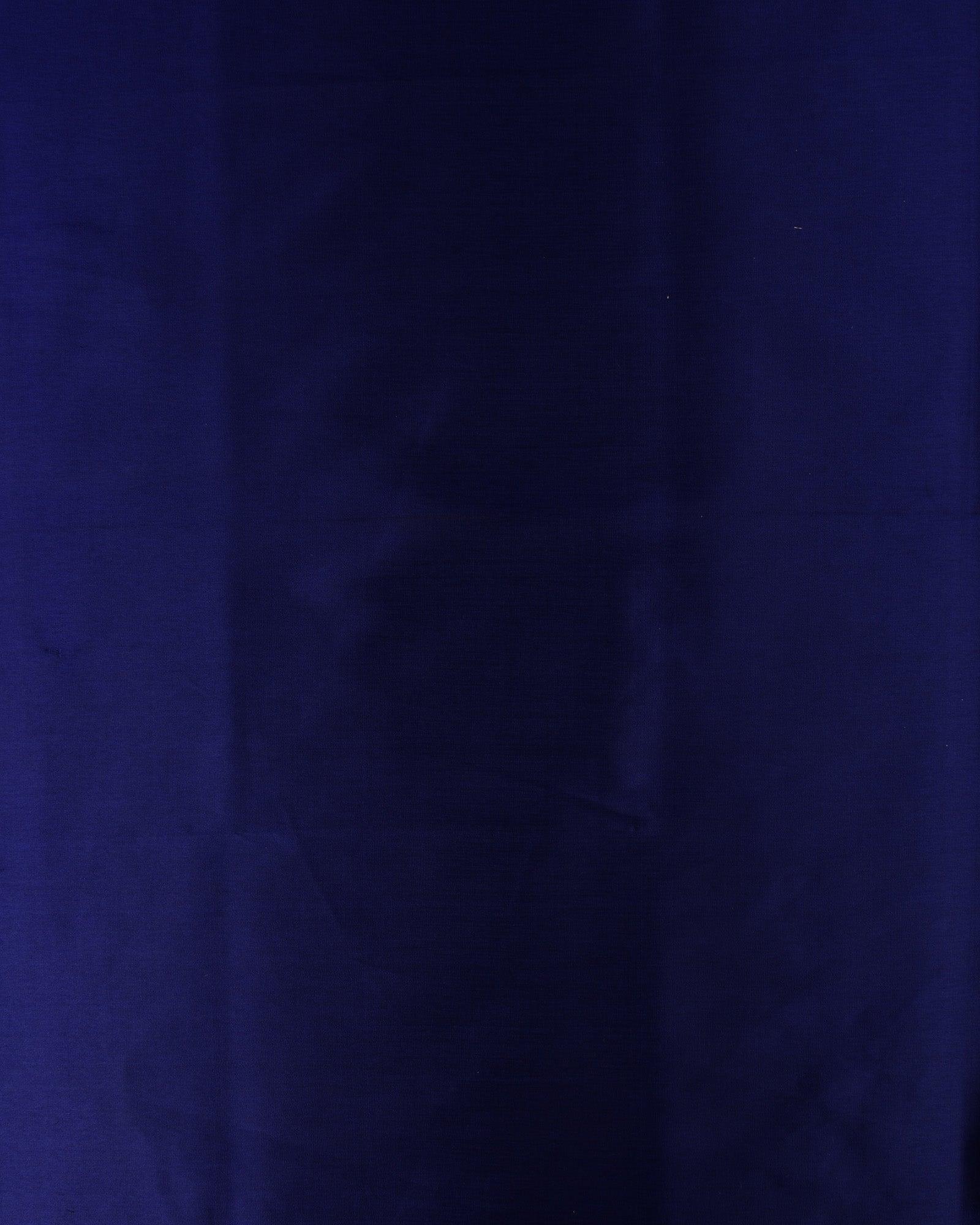 Navy Blue Plain Satin Viscose Silk Fabric - By HolyWeaves, Benares