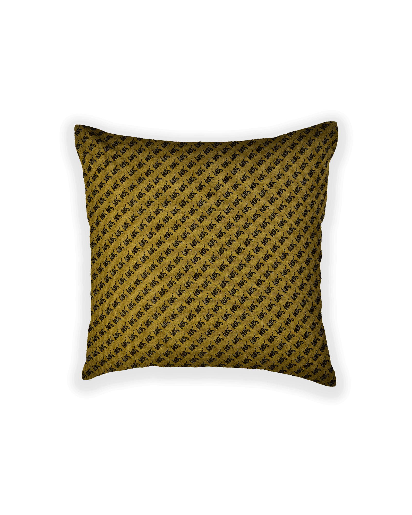 Olive Green Banarasi Tanchoi Poly Cotton Cushion Cover 16" - By HolyWeaves, Benares