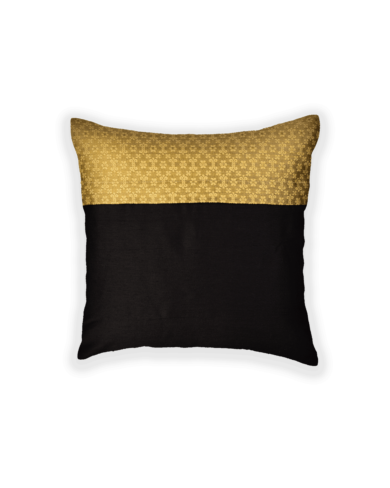 Olive Green Banarasi Tanchoi Poly Cotton Cushion Cover 16" - By HolyWeaves, Benares