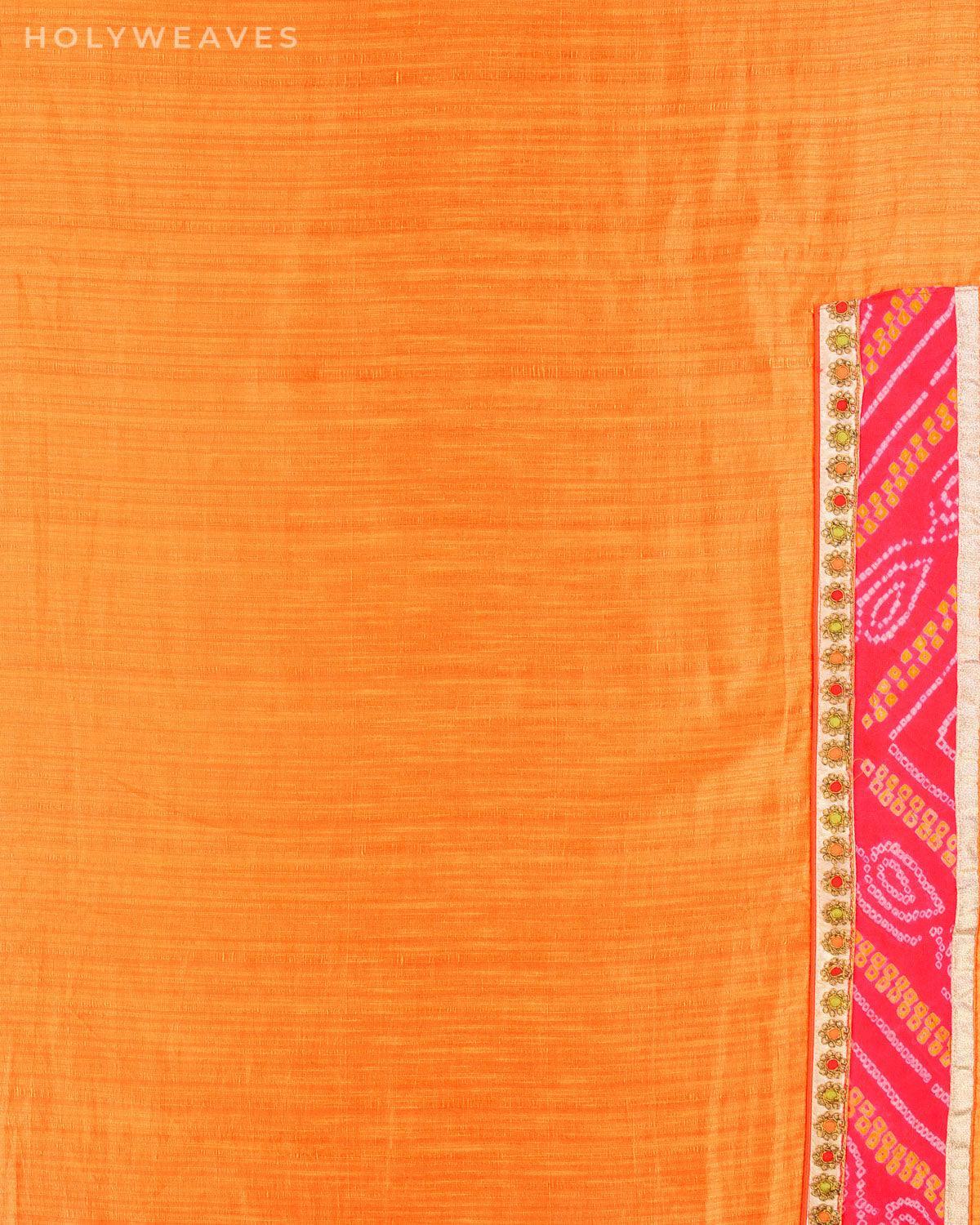 Orange Art Silk Embroidered Saree - By HolyWeaves, Benares