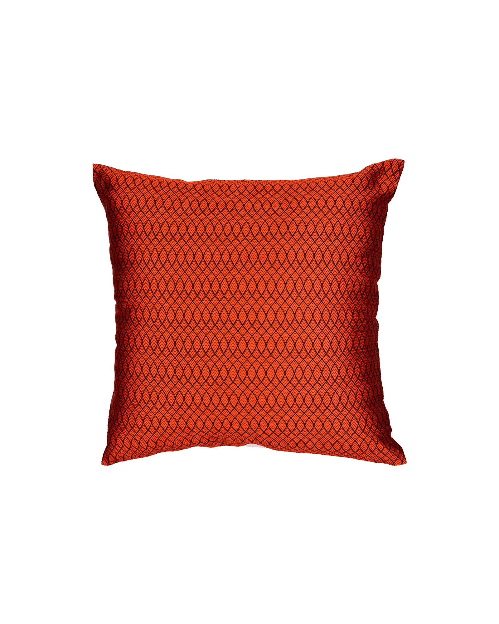 Orange Geometric Illusion Poly Silk Cushion Cover 16" - By HolyWeaves, Benares