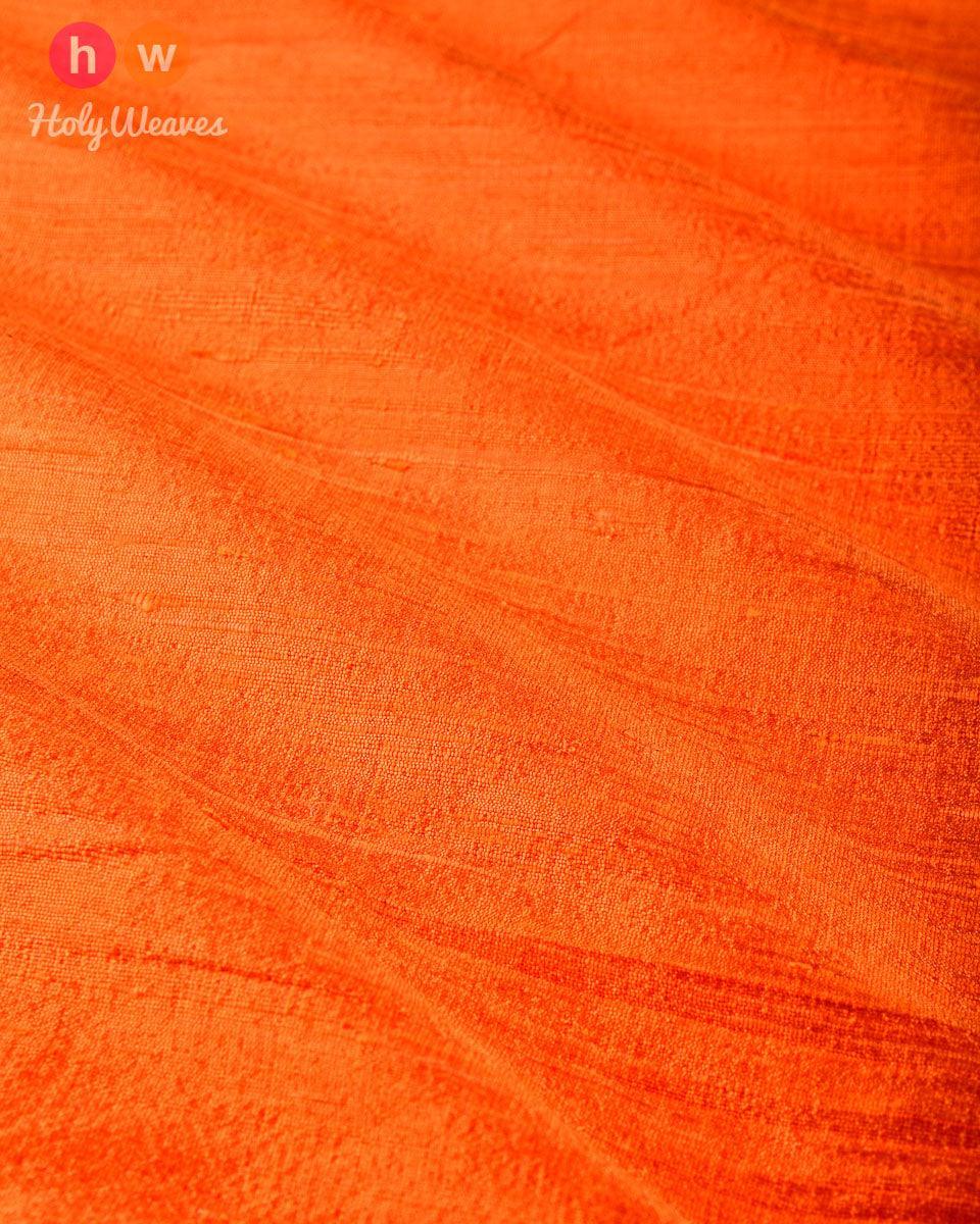 Orange Textured Handwoven Raw Silk Fabric - By HolyWeaves, Benares