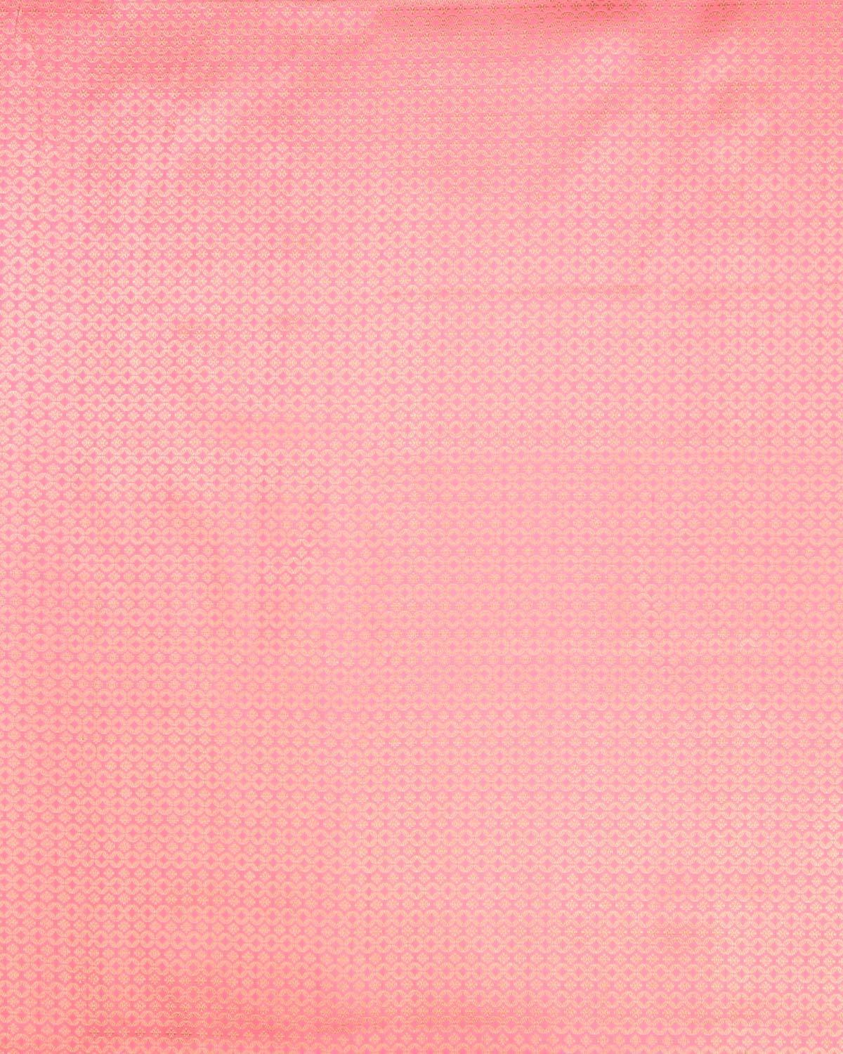 Peach Banarasi Gold & Silver Leaf Buta Kadhuan Brocade Handwoven Katan Silk Saree - By HolyWeaves, Benares