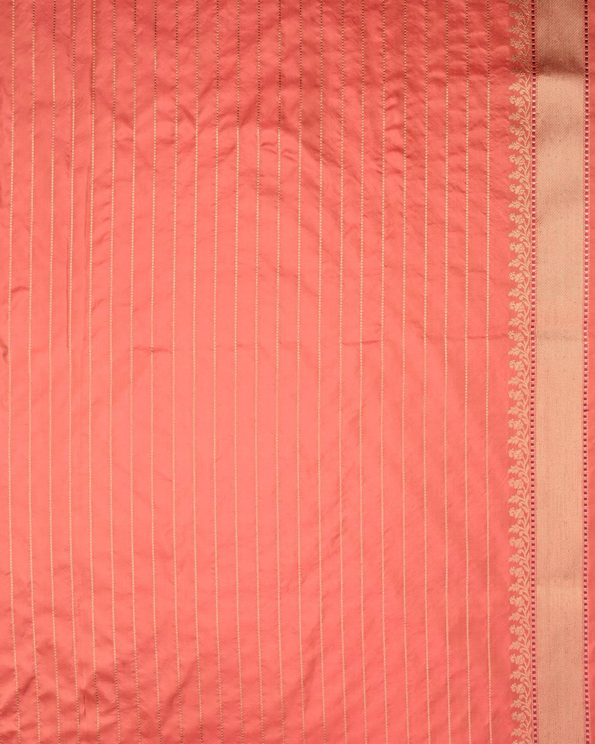 Peach Banarasi Gold Zari & Resham Buti Kadhuan Brocade Handwoven Katan Silk Saree - By HolyWeaves, Benares