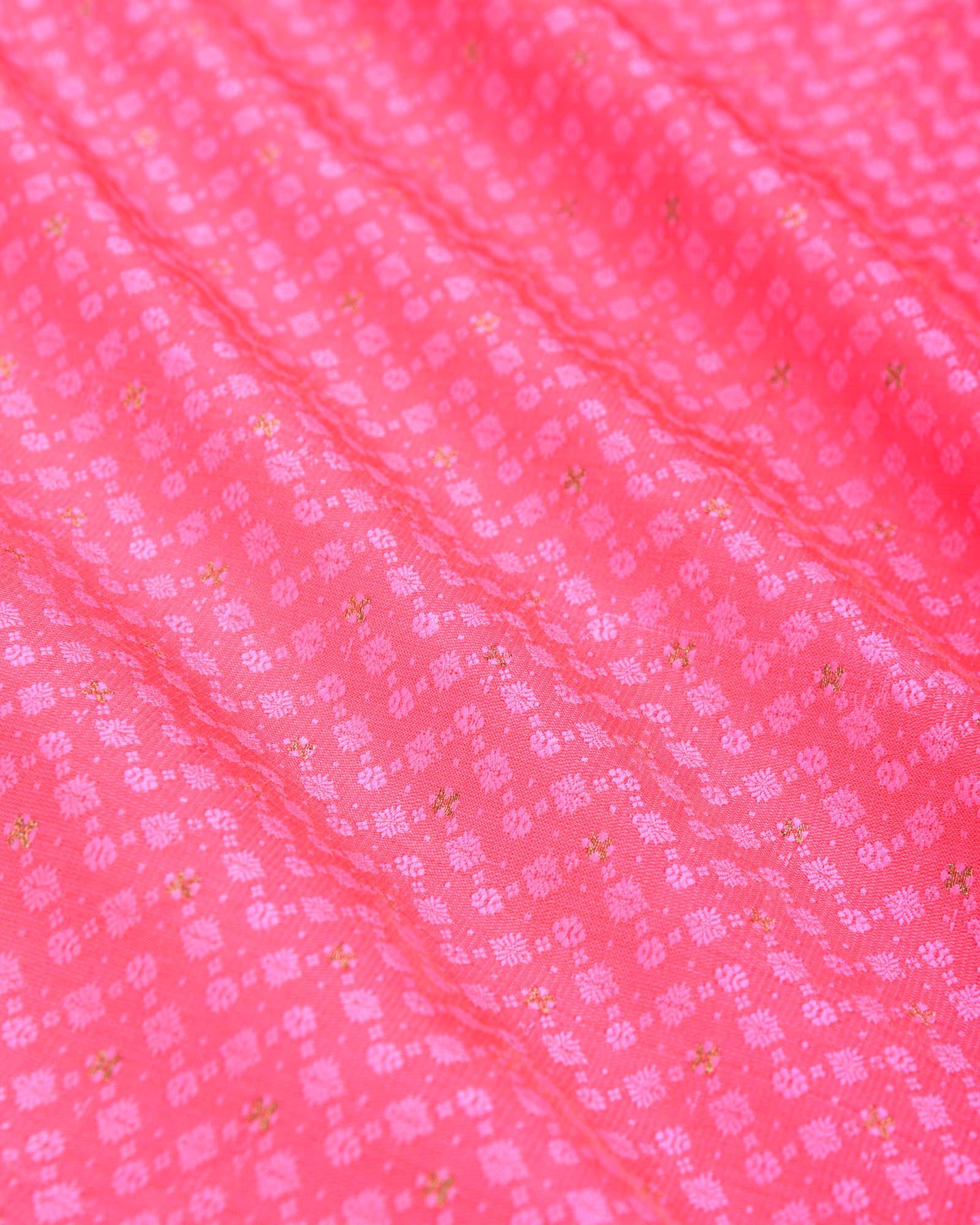 Peach Tanchoi Brocade with Zari Accents Handwoven Pure Silk Pocket Square For Men - By HolyWeaves, Benares