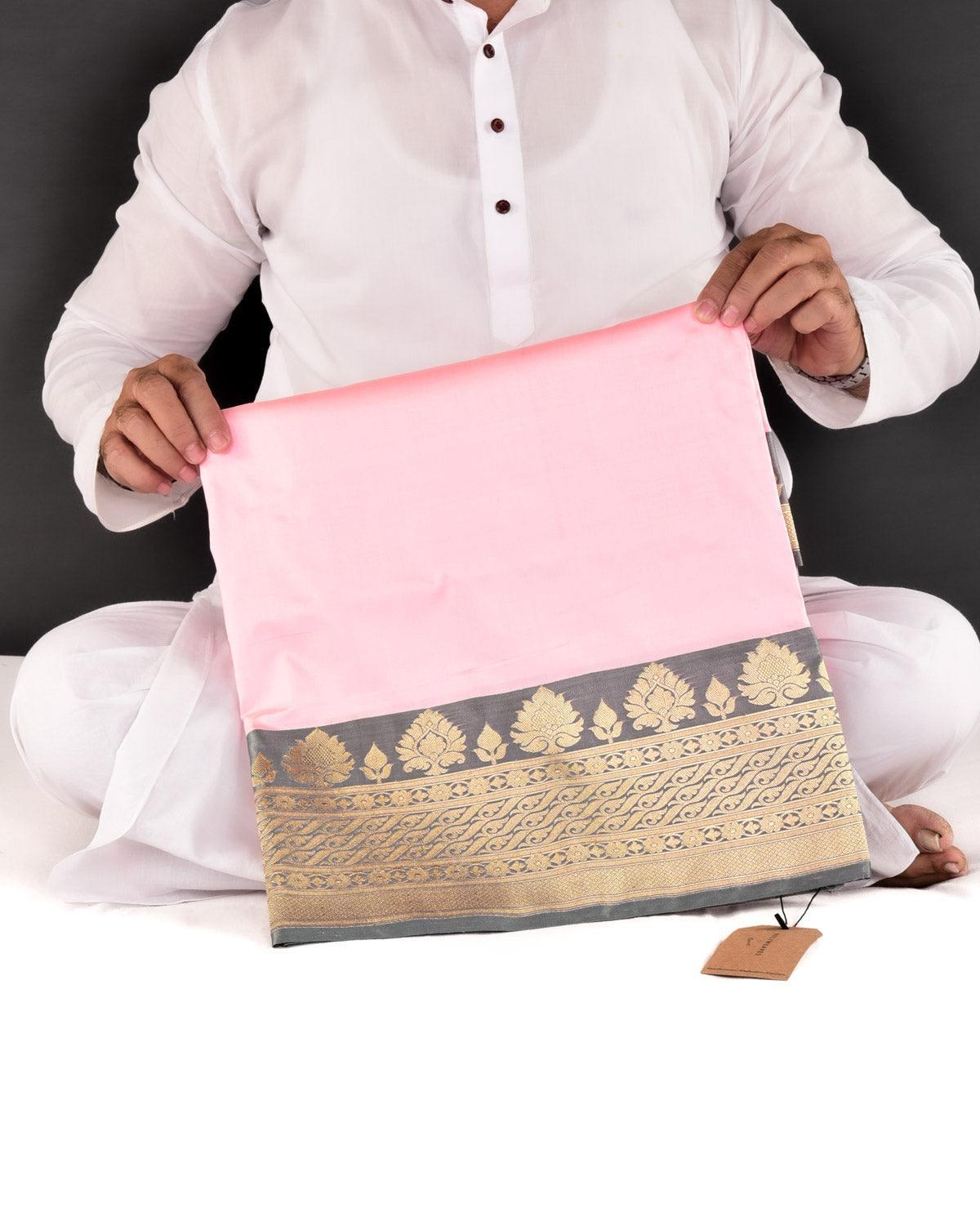 Pink Banarasi Brocade Handwoven Katan Silk Saree - By HolyWeaves, Benares