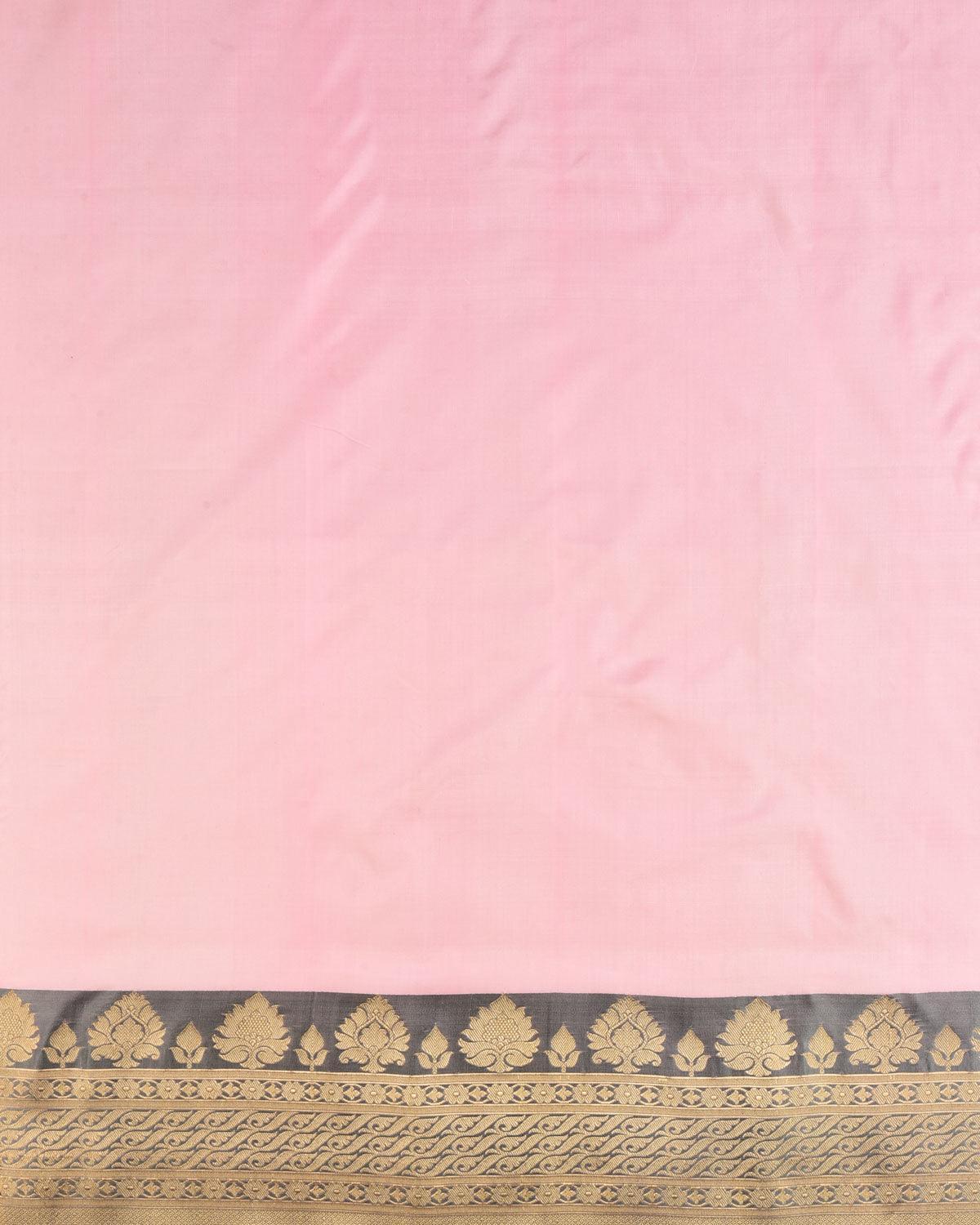 Pink Banarasi Brocade Handwoven Katan Silk Saree - By HolyWeaves, Benares