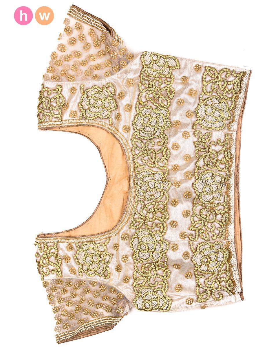 Pink Hand-embroidered Georgette Saree - By HolyWeaves, Benares