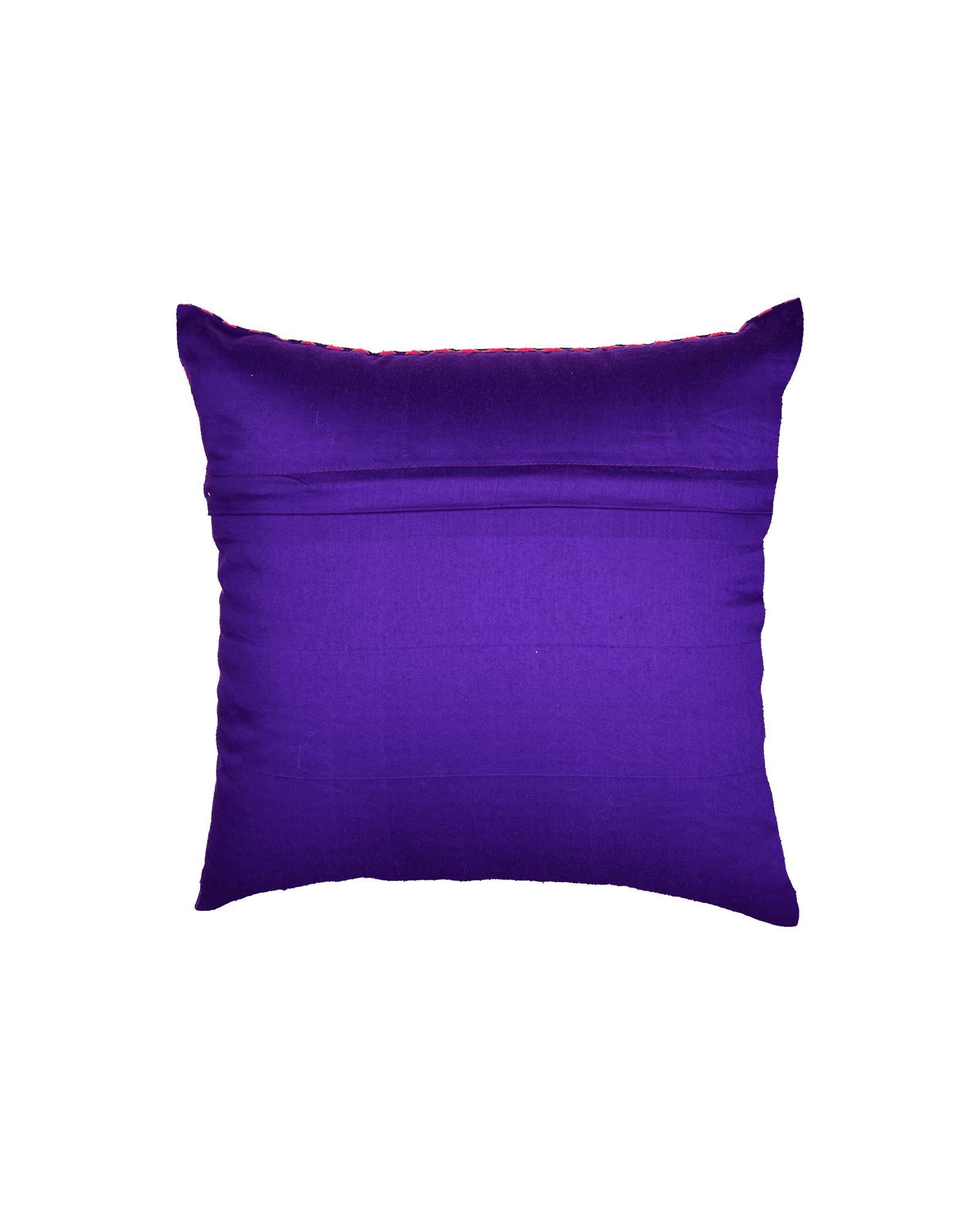 Purple Banarasi Handloom Noile Silk Cushion Cover 16" - By HolyWeaves, Benares