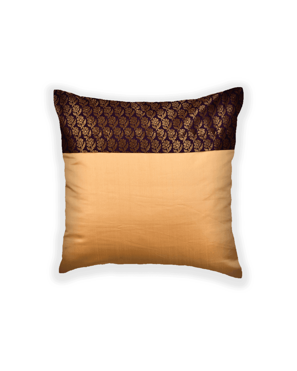 Purple Brocade Woven Poly Silk Cushion Cover with Satin Back 16" - By HolyWeaves, Benares
