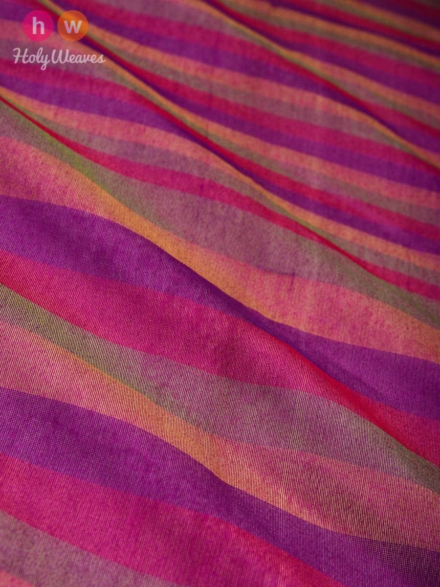 Purple Shadow Stripes Woven Poly Cotton Silk Dupatta - By HolyWeaves, Benares