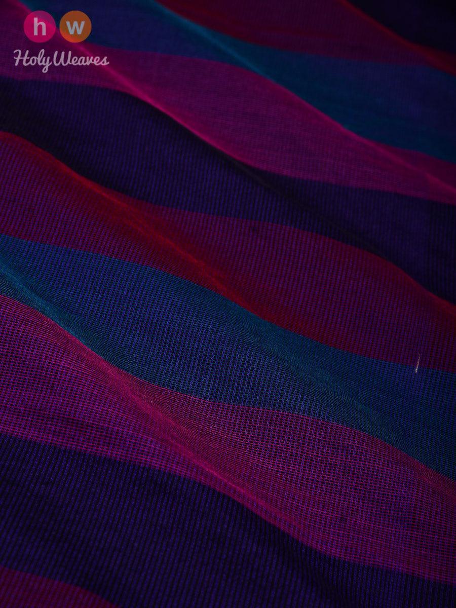 Purple Stripes Woven Poly Cotton Silk Dupatta - By HolyWeaves, Benares