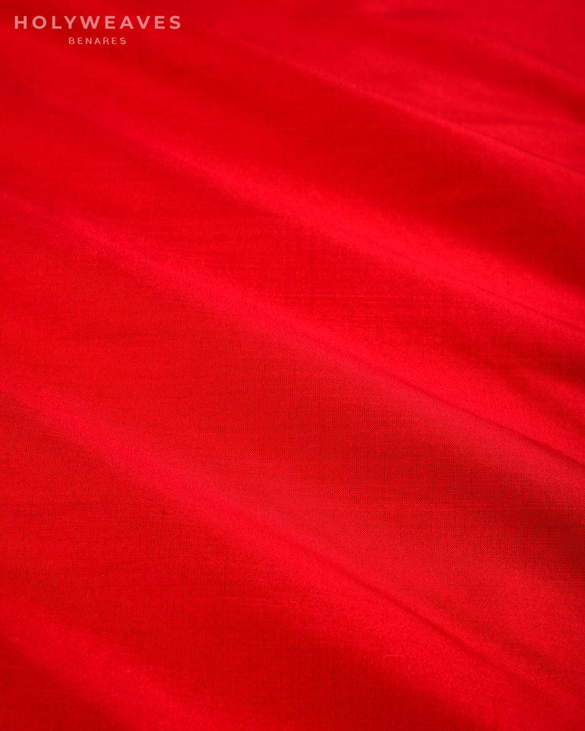 Red Banarasi Plain Woven Spun Silk Fabric - By HolyWeaves, Benares