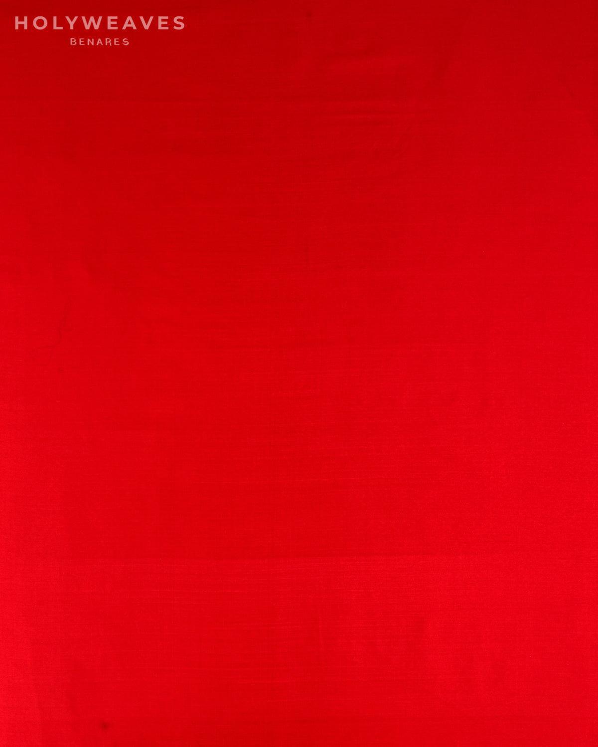 Red Banarasi Plain Woven Spun Silk Fabric - By HolyWeaves, Benares
