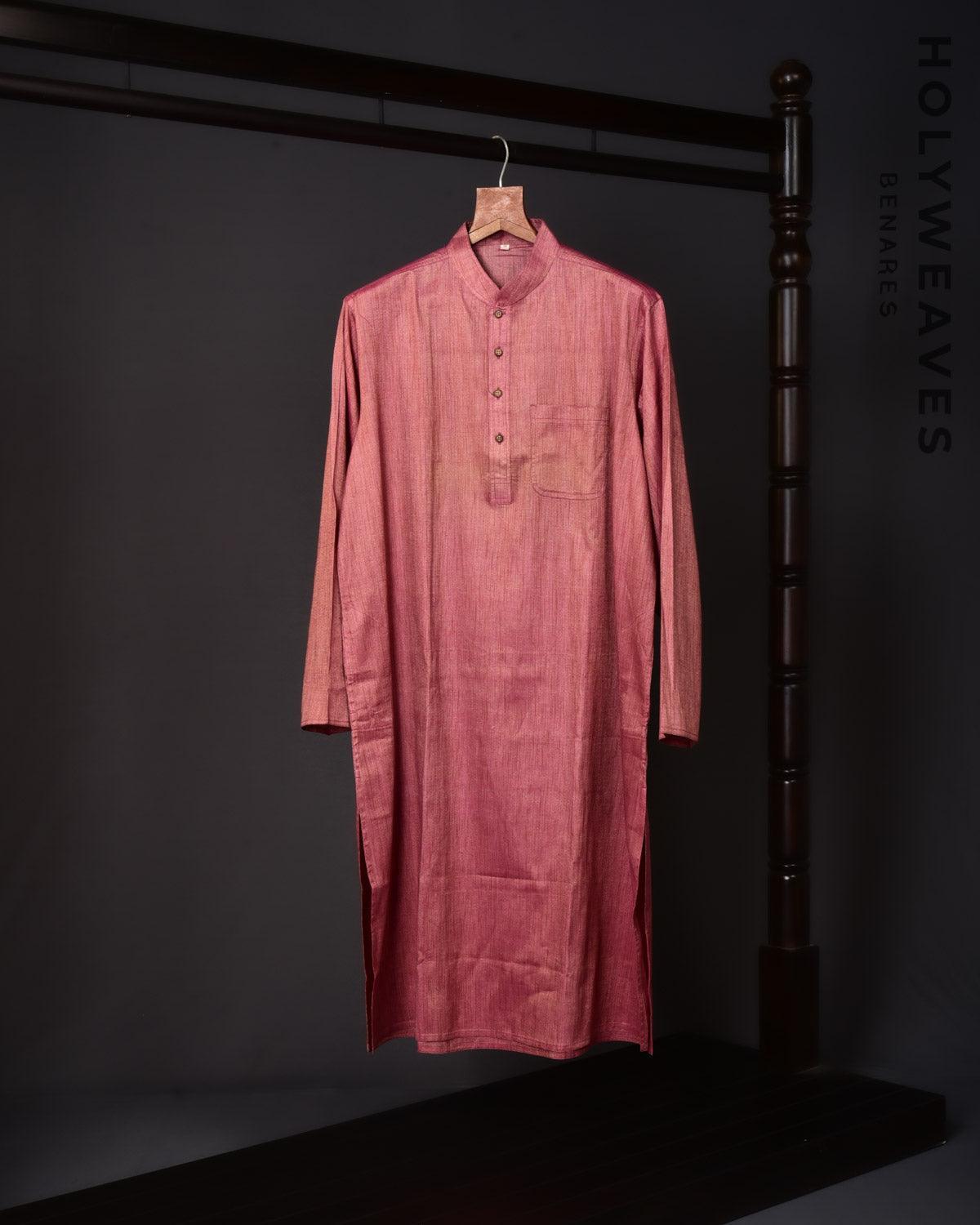 Redwood Cotton Silk Mens Kurta Pyjama - By HolyWeaves, Benares