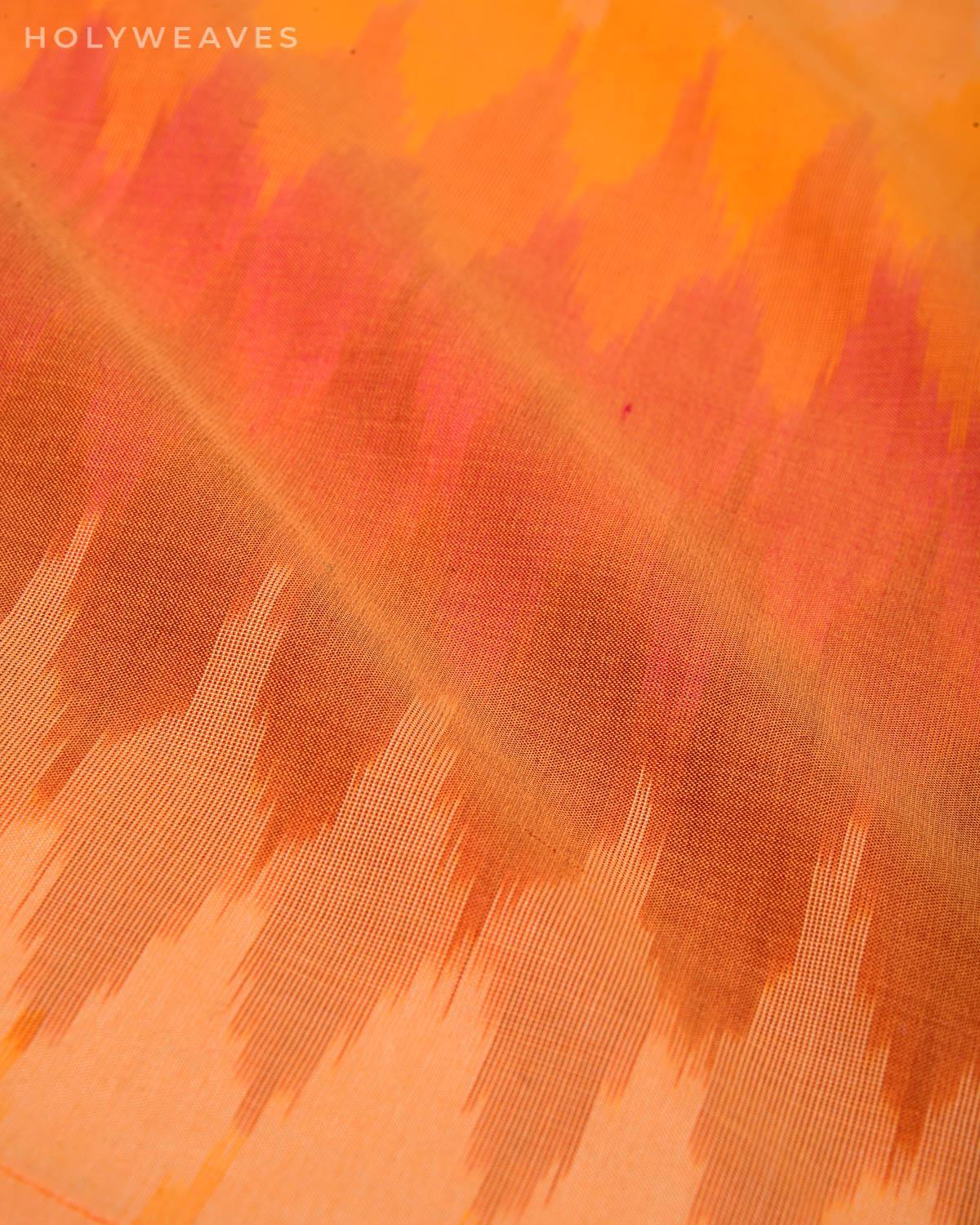 Shaded Yellow Ikat Handwoven Cotton Silk Pocket Square For Men - By HolyWeaves, Benares