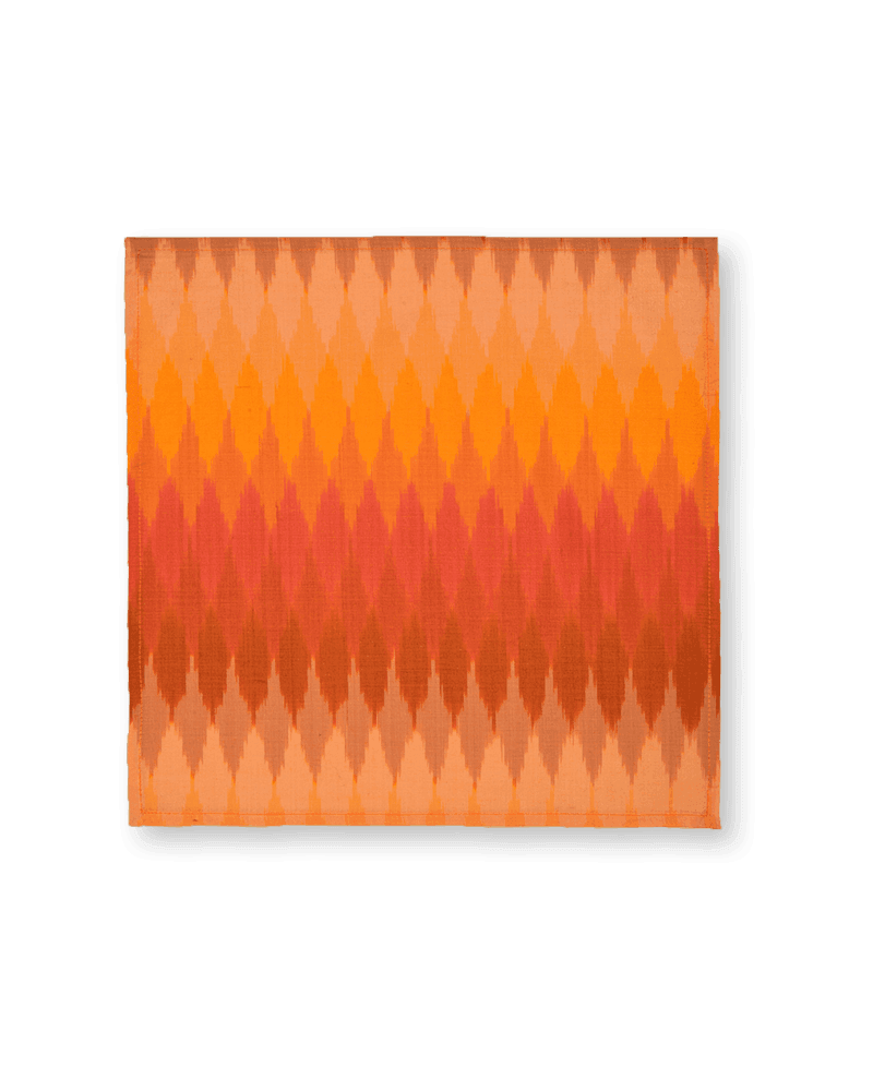 Shaded Yellow Ikat Handwoven Cotton Silk Pocket Square For Men - By HolyWeaves, Benares