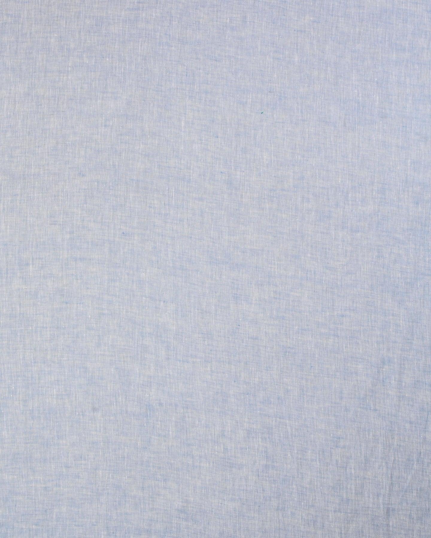 Sky Blue Textured Plain Woven Cotton Linen Fabric - By HolyWeaves, Benares
