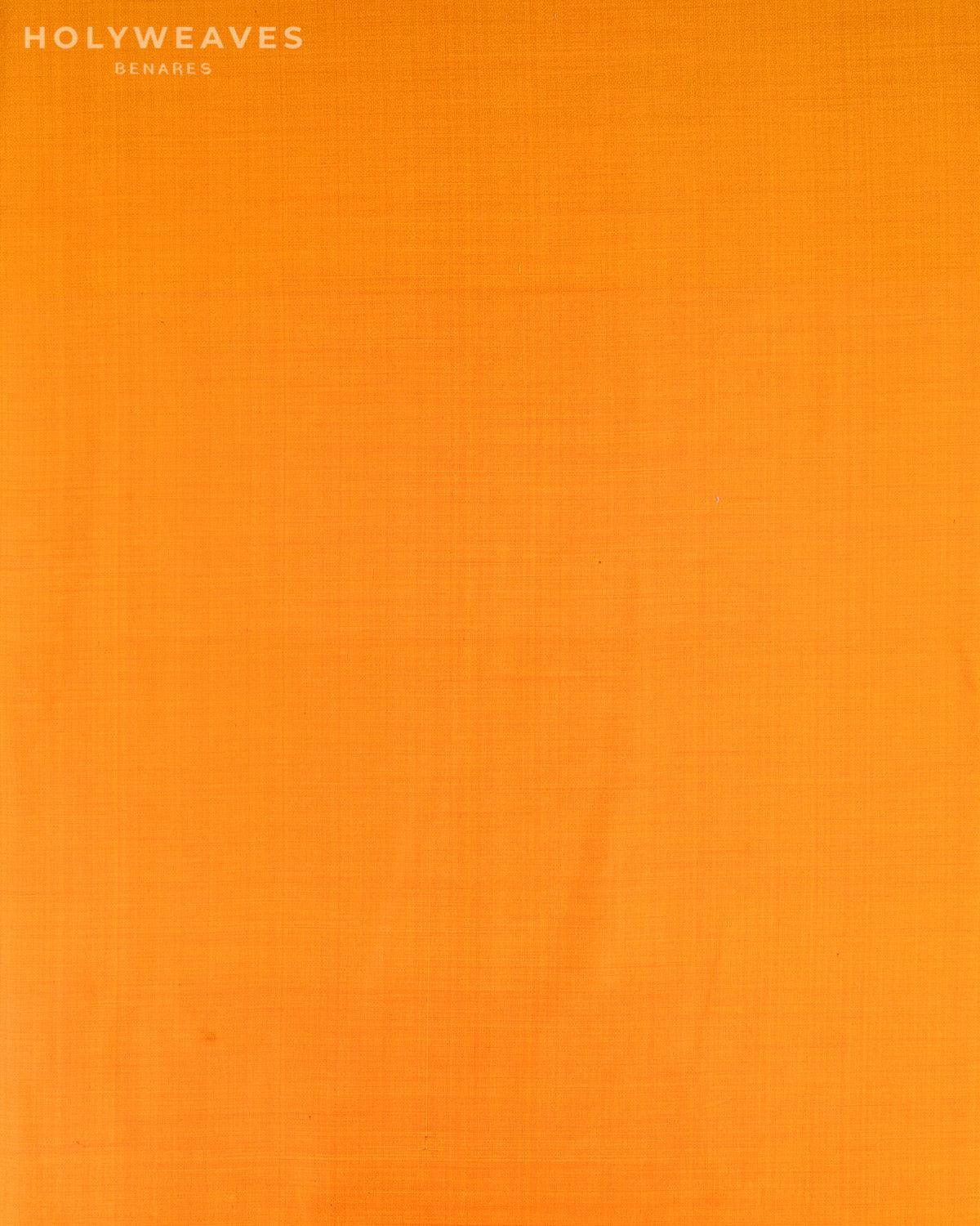 Sunny Orange Banarasi Plain Woven Spun Silk Fabric - By HolyWeaves, Benares