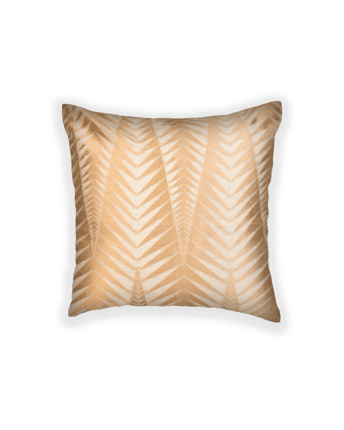 White Brocade Handwoven Cotton Silk Cushion Cover with Satin Back 16" - By HolyWeaves, Benares